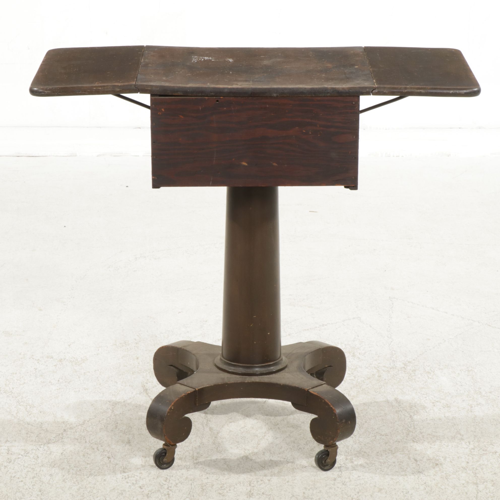 Empire Style Mahogany Drop-Leaf Pedestal Work Table