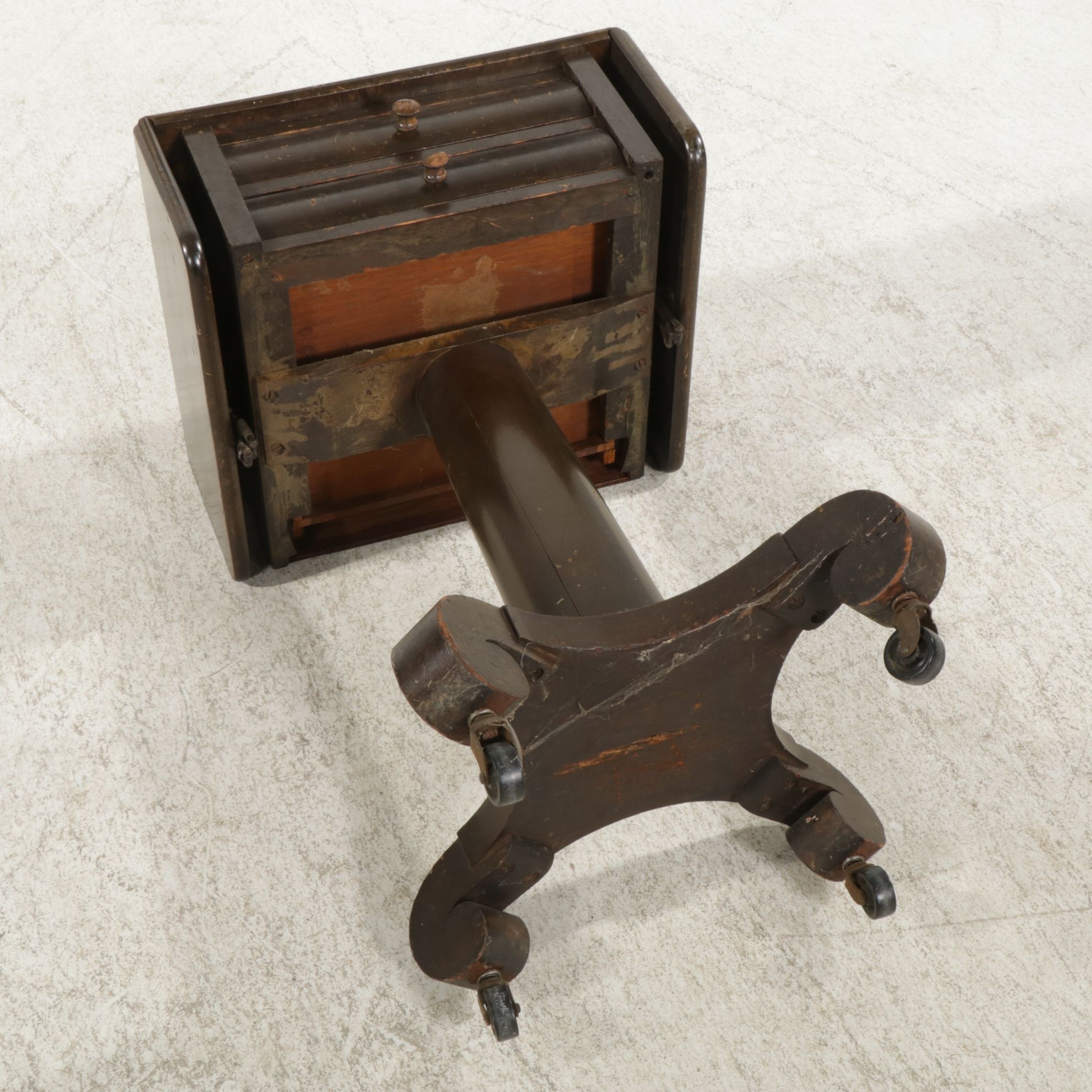 Empire Style Mahogany Drop-Leaf Pedestal Work Table