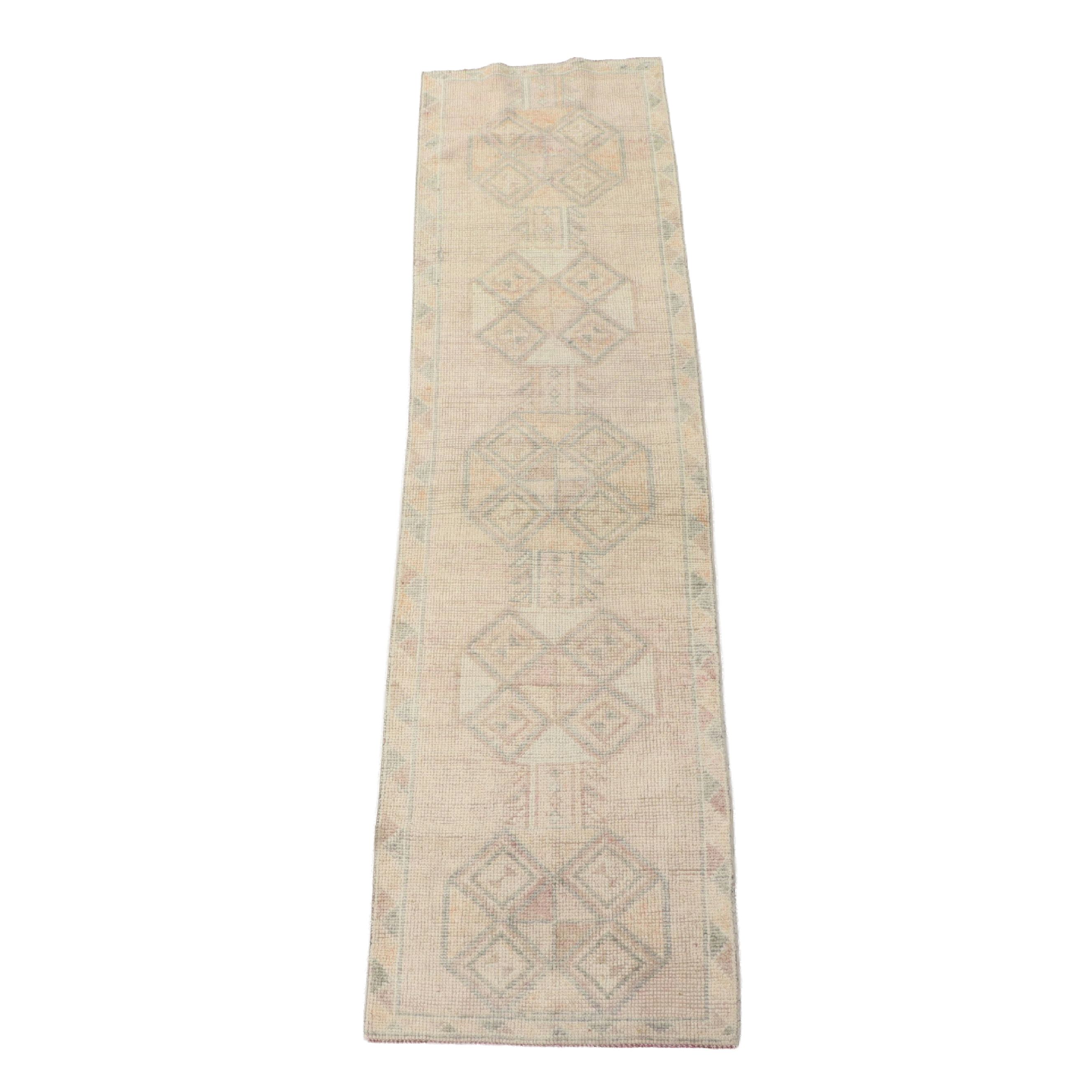 2'11 x 11'5 Hand-Knotted Turkish Oushak Carpet Runner