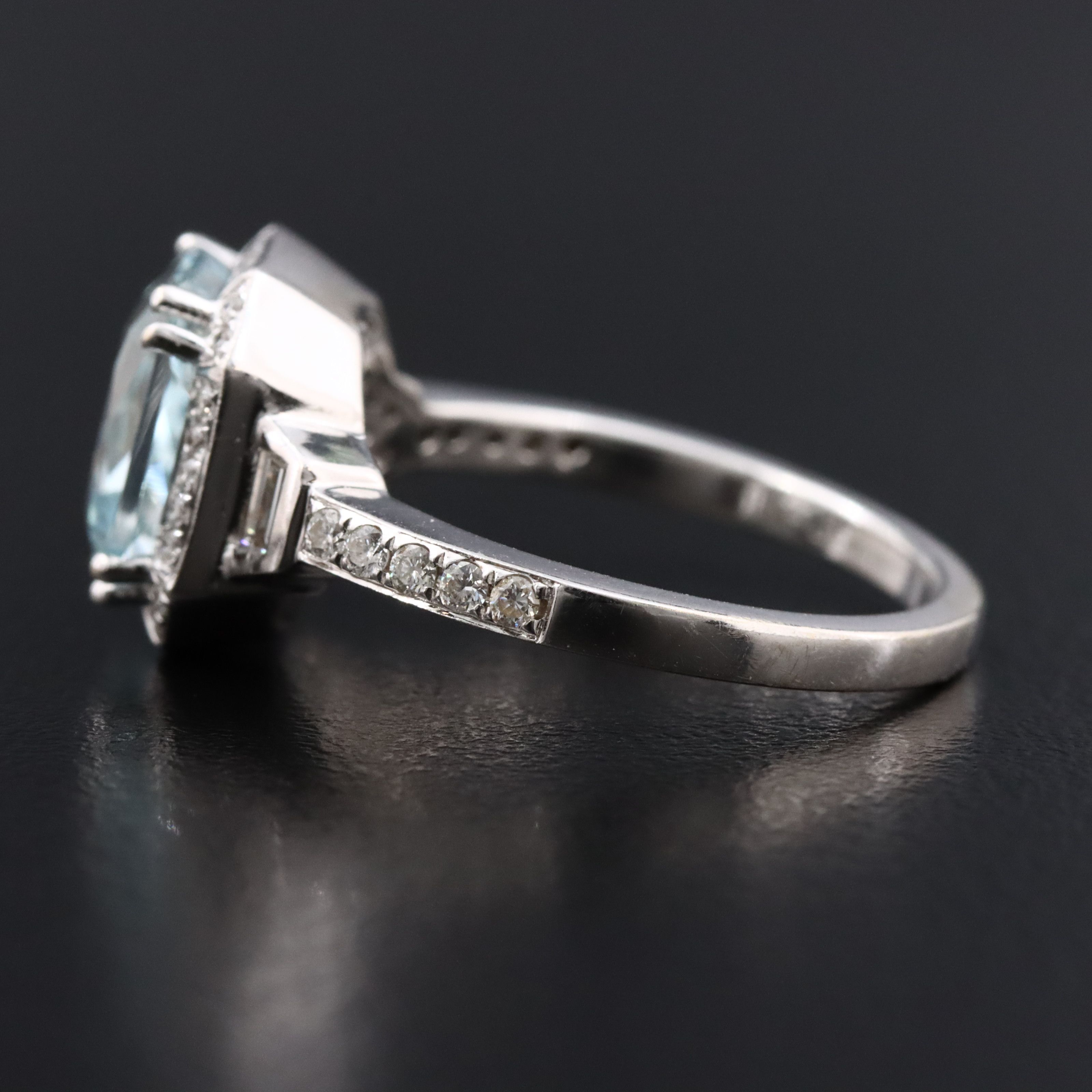 14K 3.58 CT Aquamarine and Diamond Ring