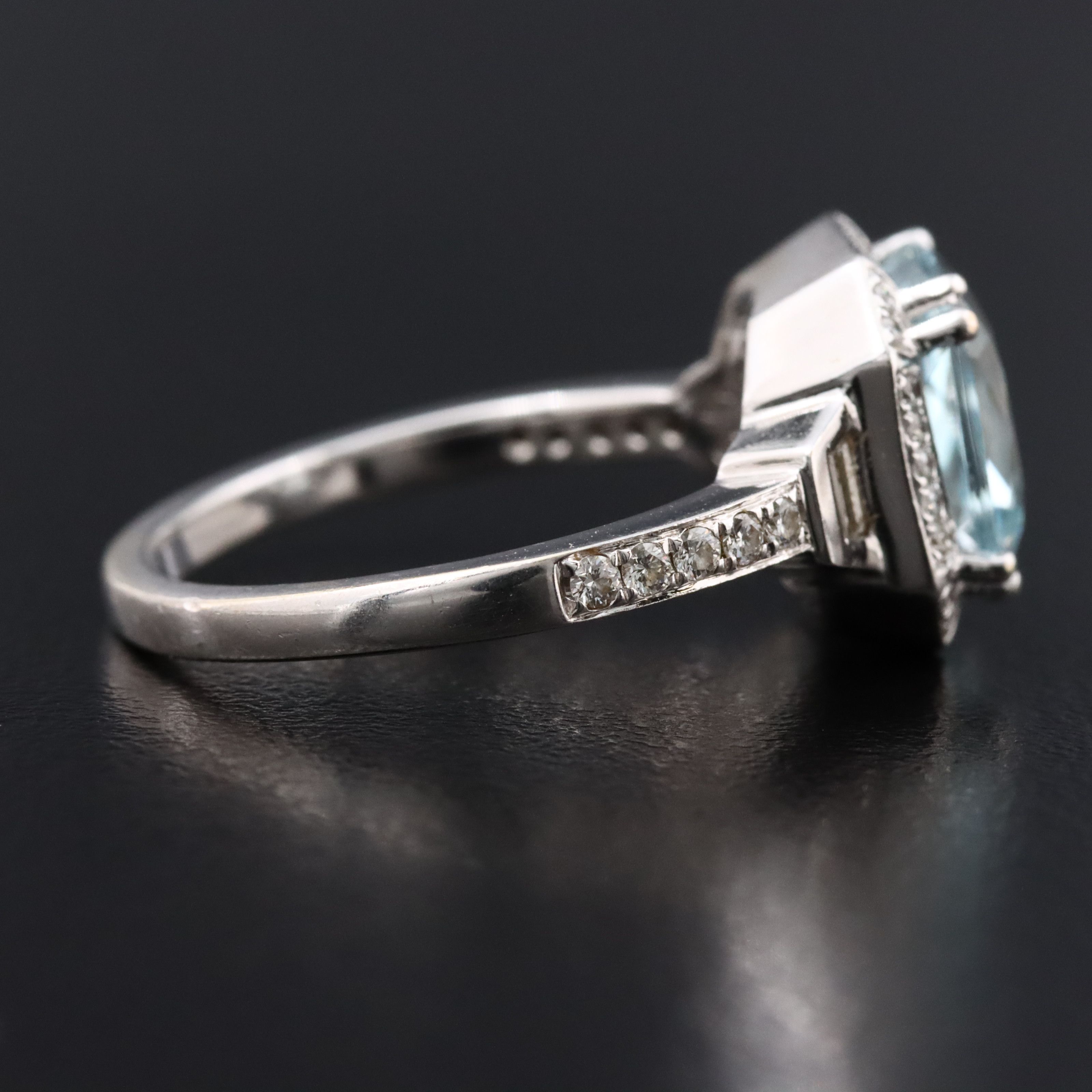 14K 3.58 CT Aquamarine and Diamond Ring