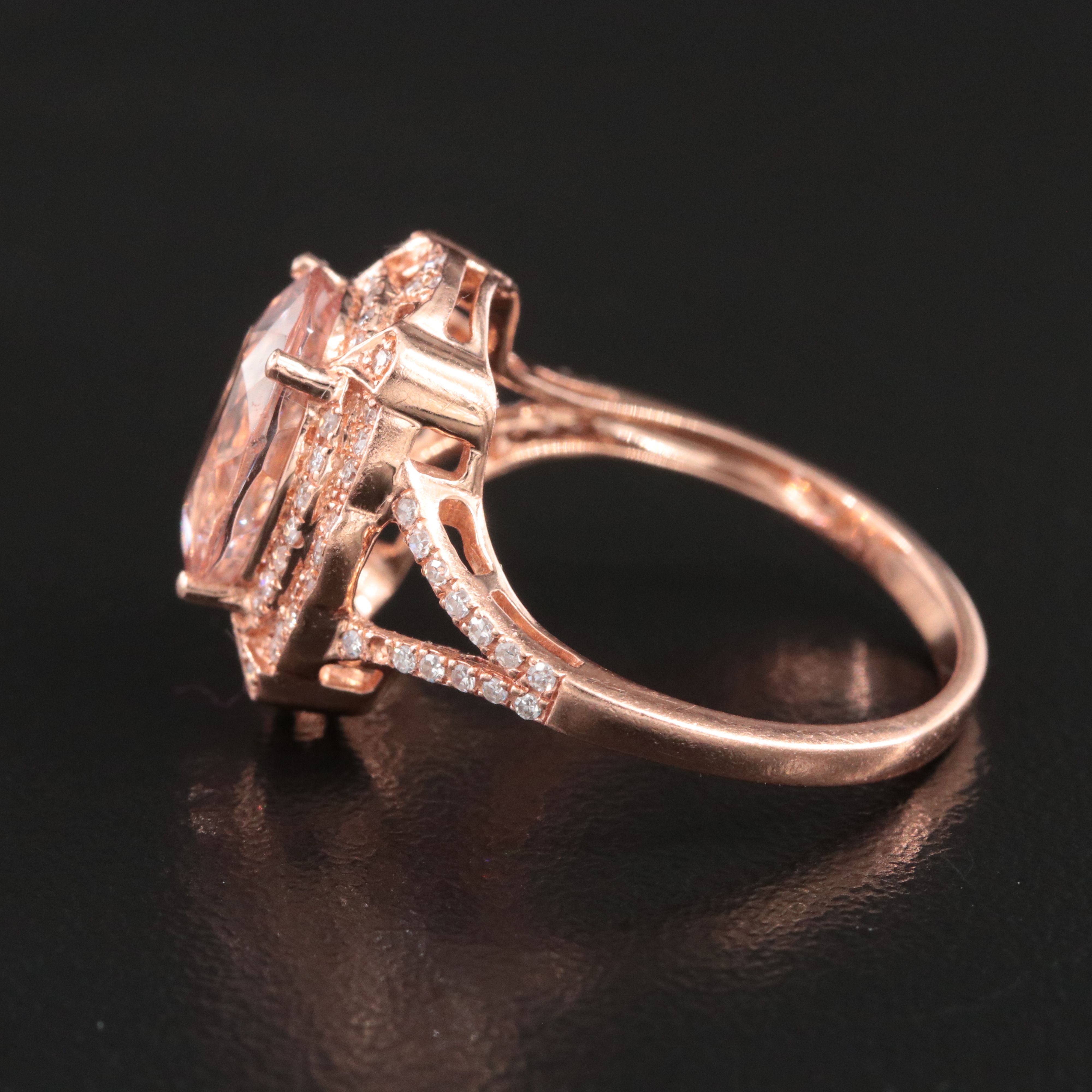 EFFY 14K Rose Gold 3.00 CT Morganite and Diamond Ring