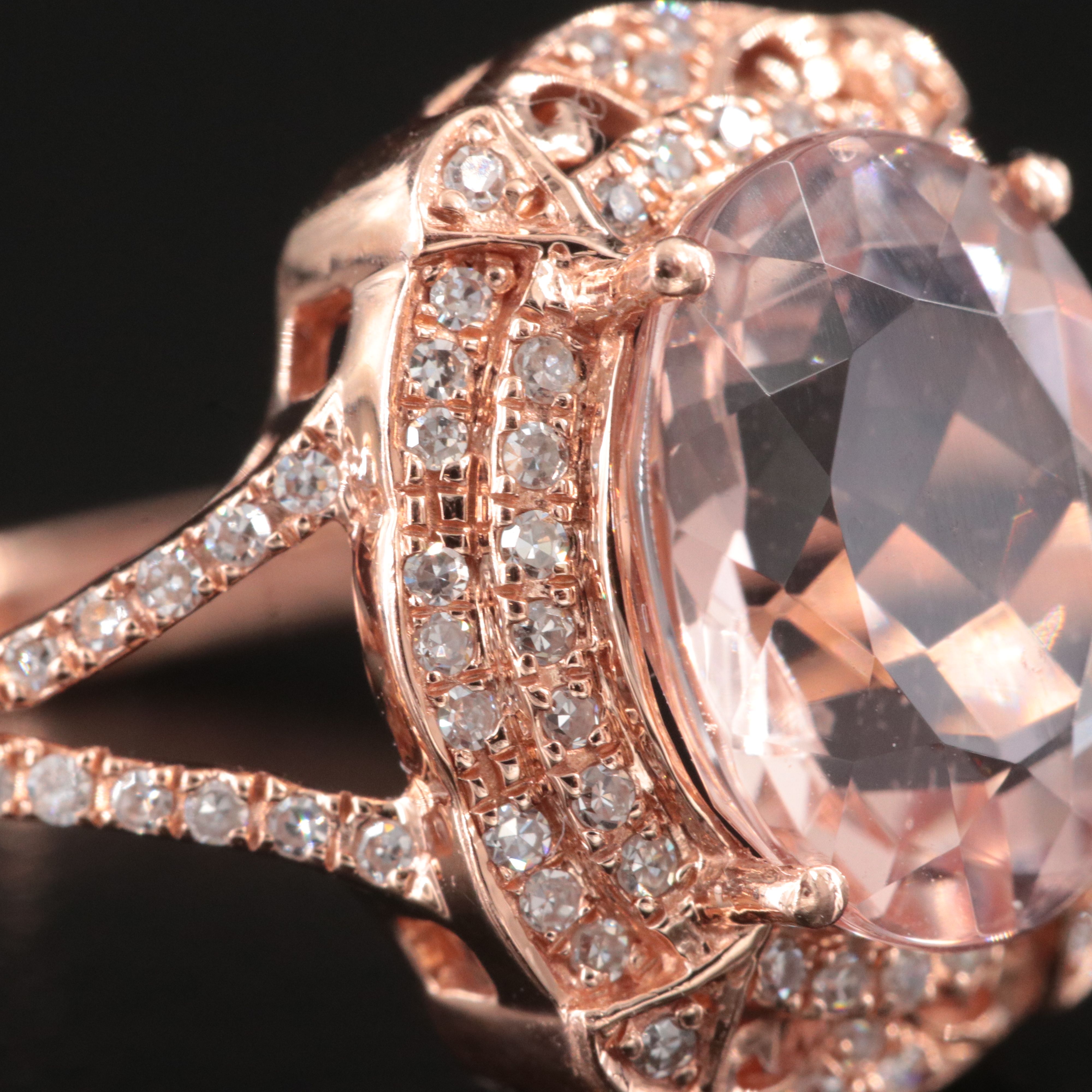 EFFY 14K Rose Gold 3.00 CT Morganite and Diamond Ring
