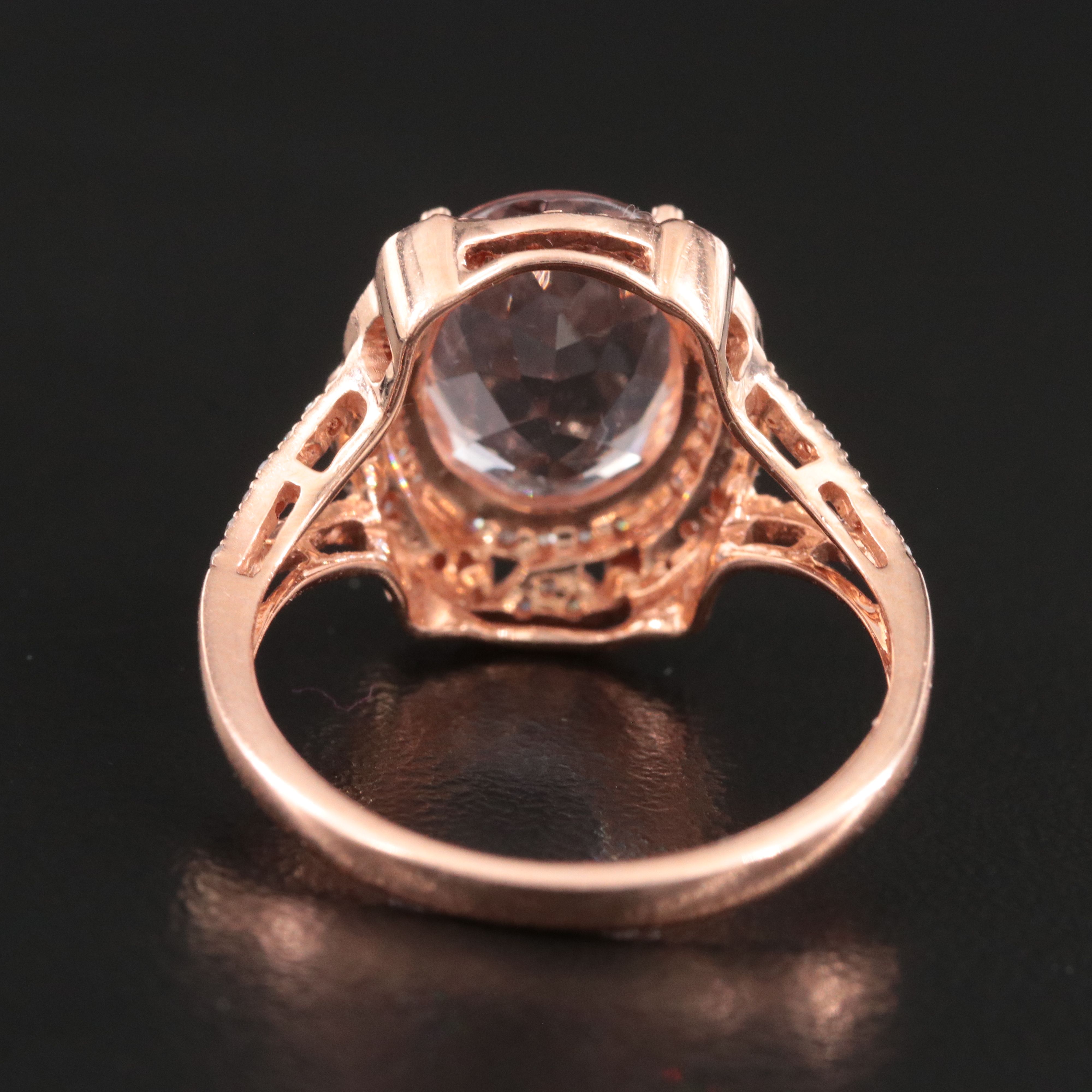 EFFY 14K Rose Gold 3.00 CT Morganite and Diamond Ring