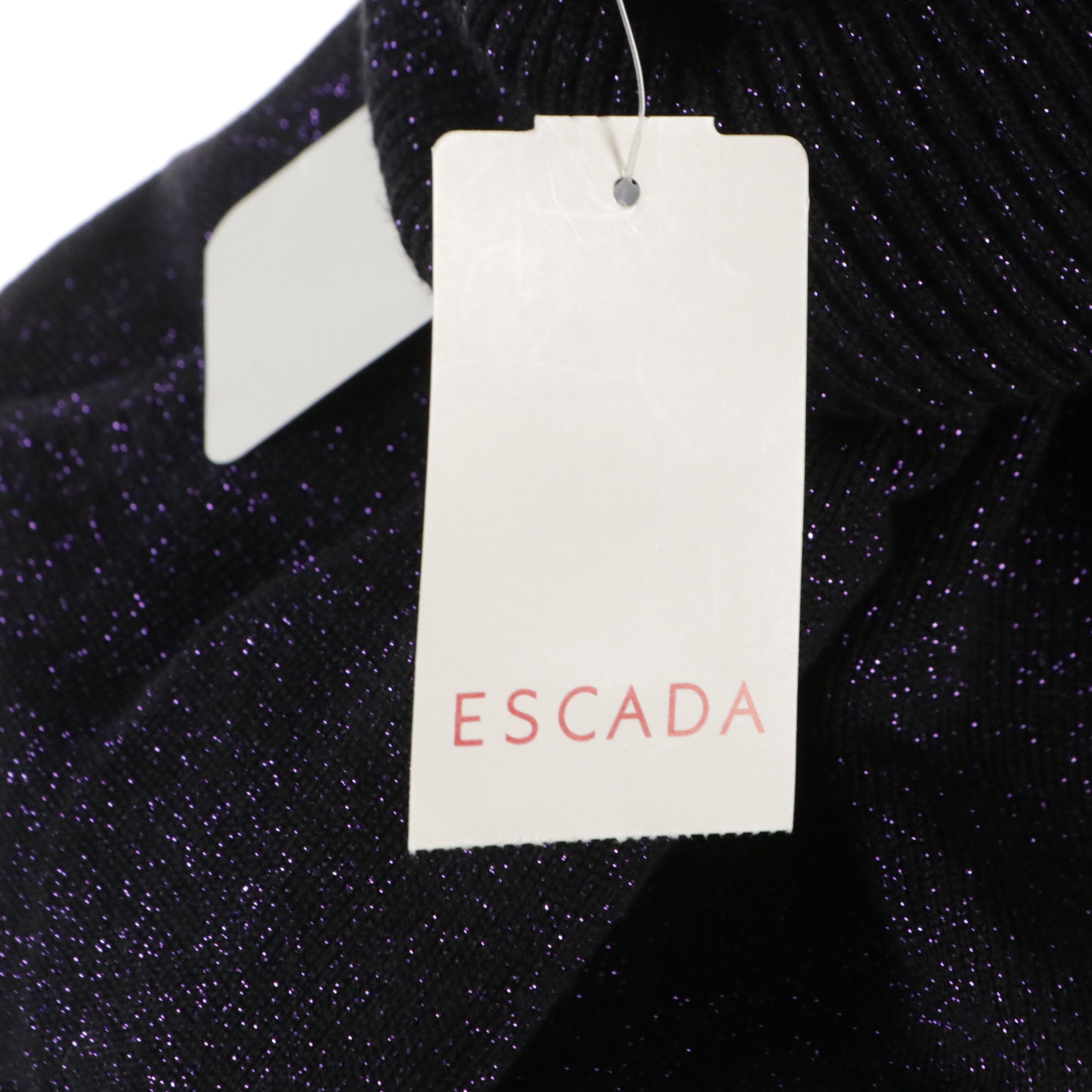 Escada Purple Glittery and Black Knit Turtleneck Sweater with Tag