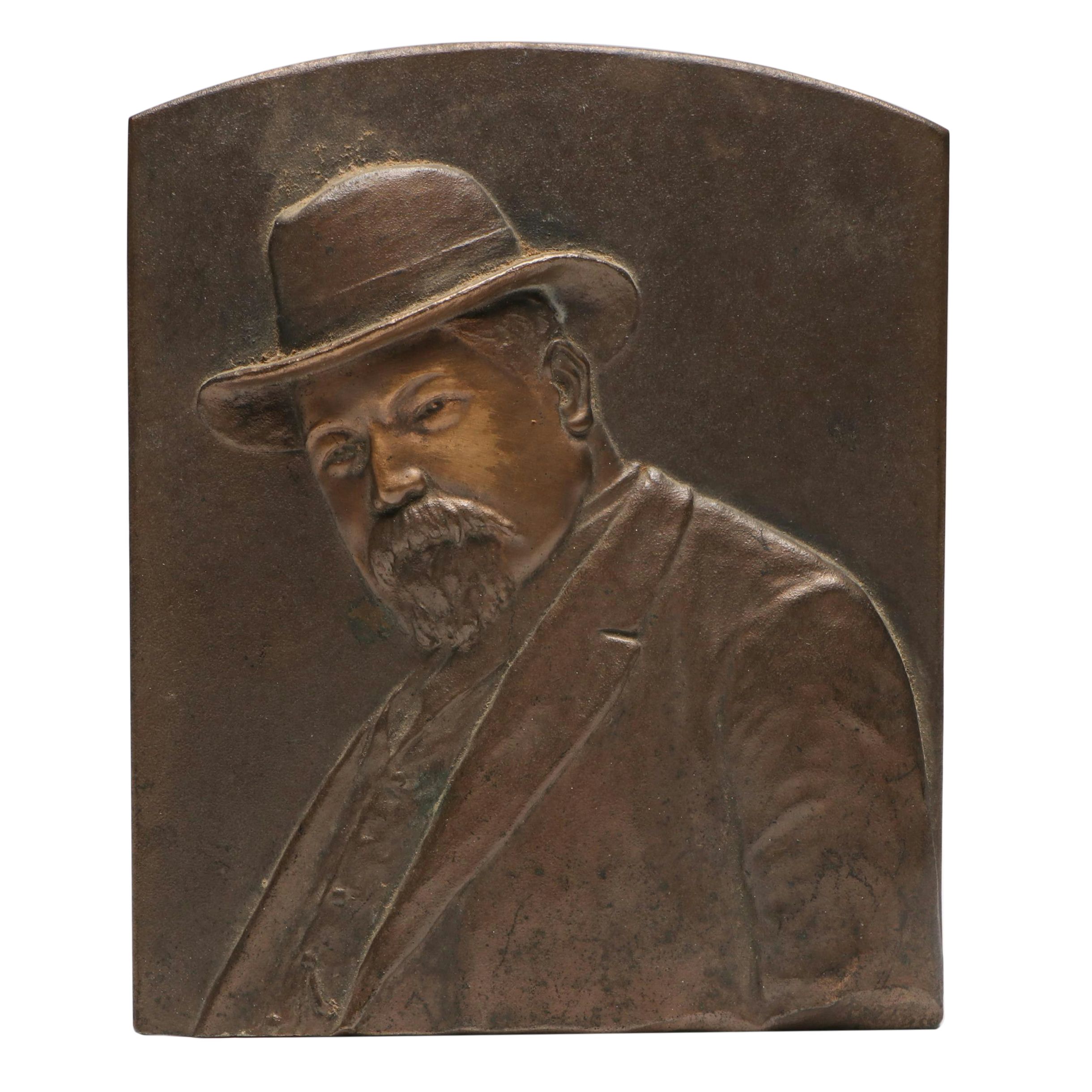 Art Deco Style Bronze Portrait Plaque, Early 20th Century