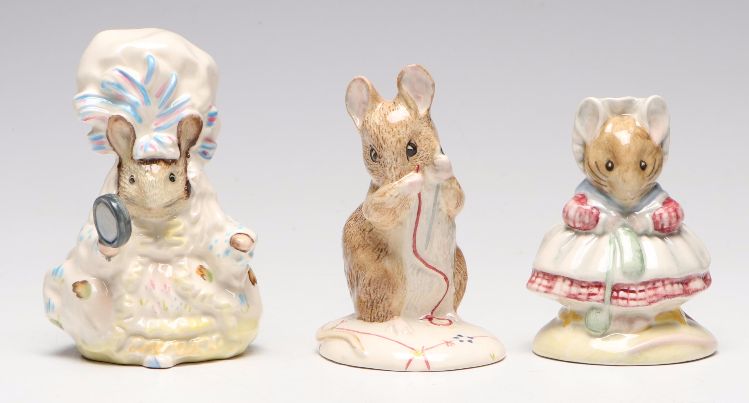 Royal Albert "Lady Mouse" with Other Beatrix Potter Figurines and Books