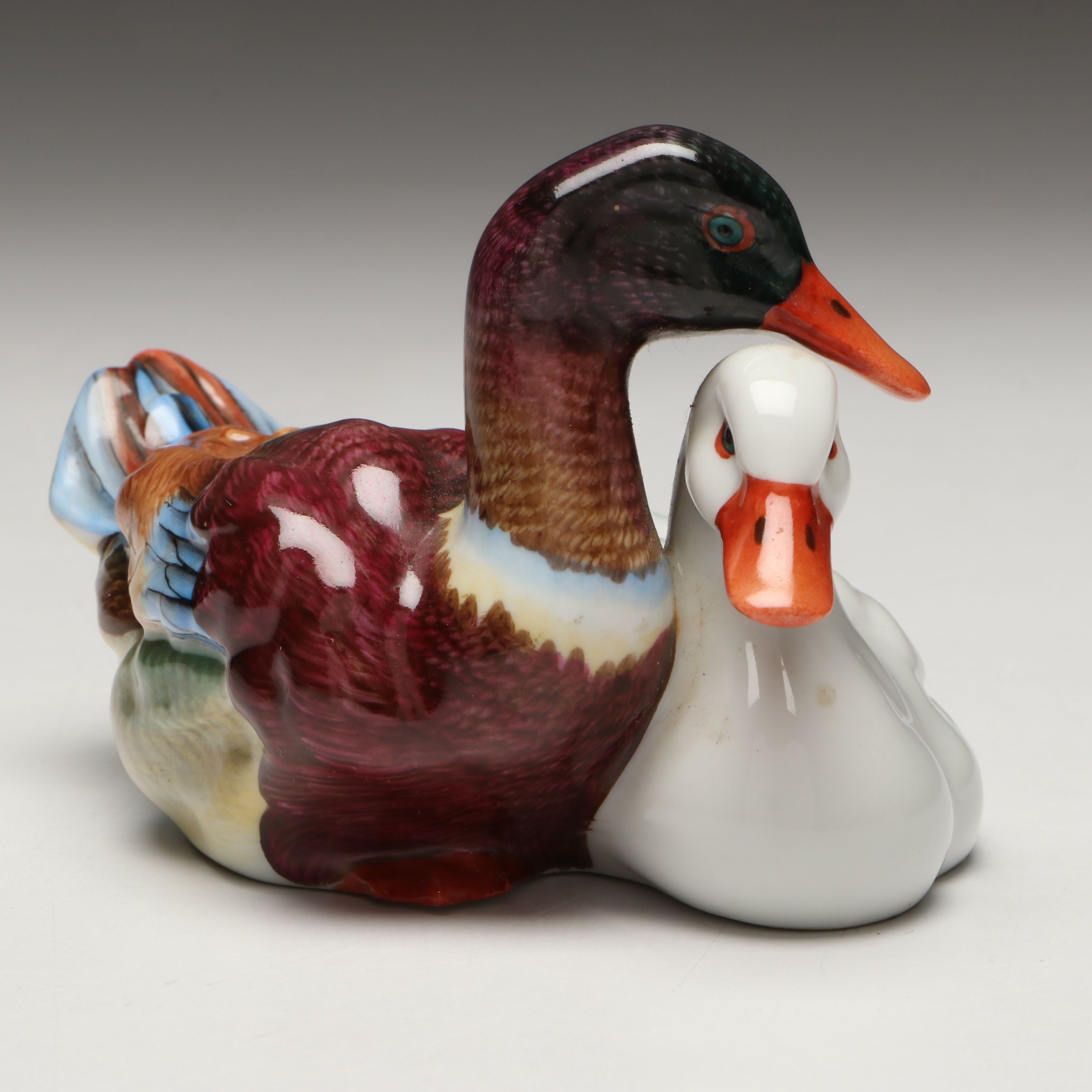 Herend Natural "Pair of Ducks" Porcelain Figurine