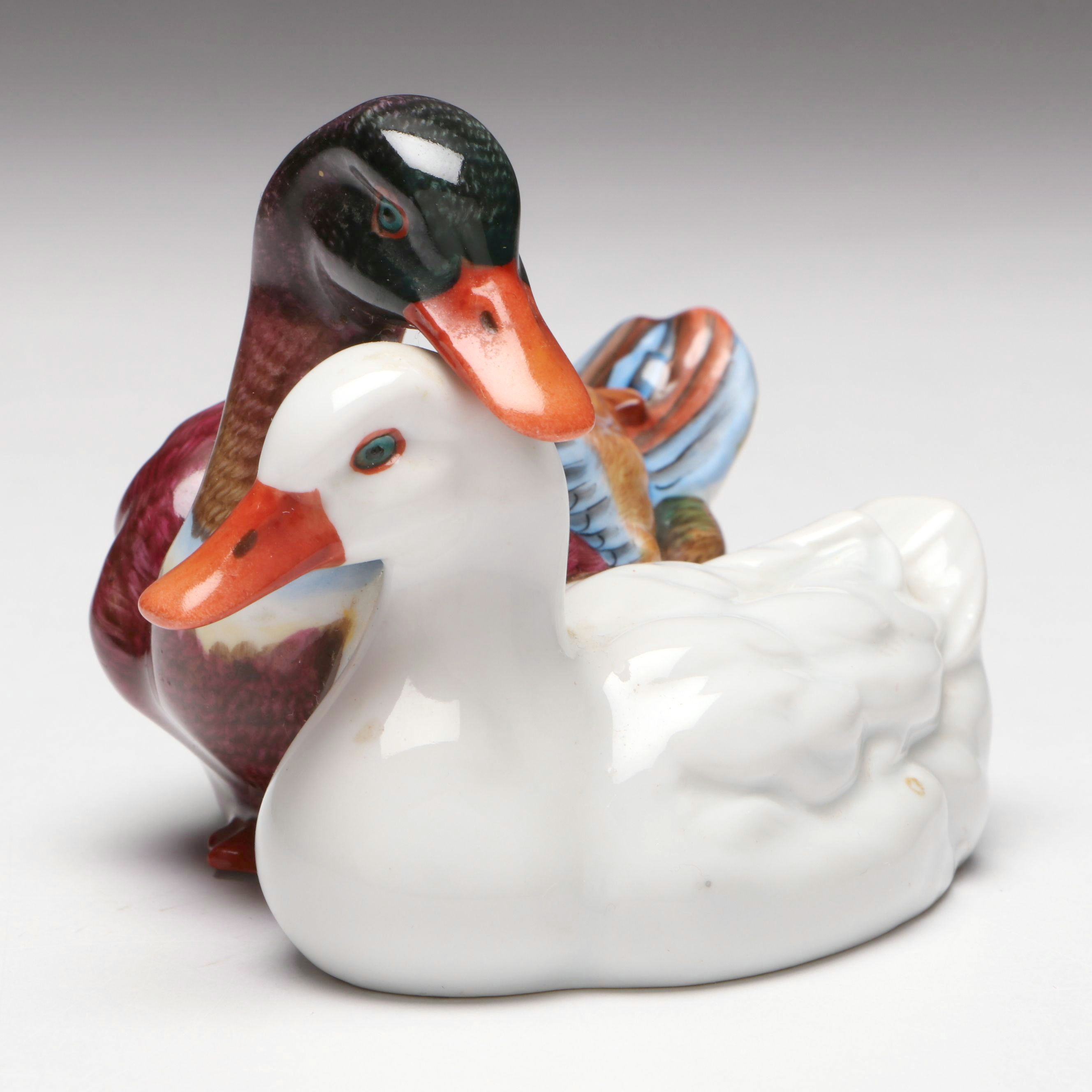 Herend Natural "Pair of Ducks" Porcelain Figurine