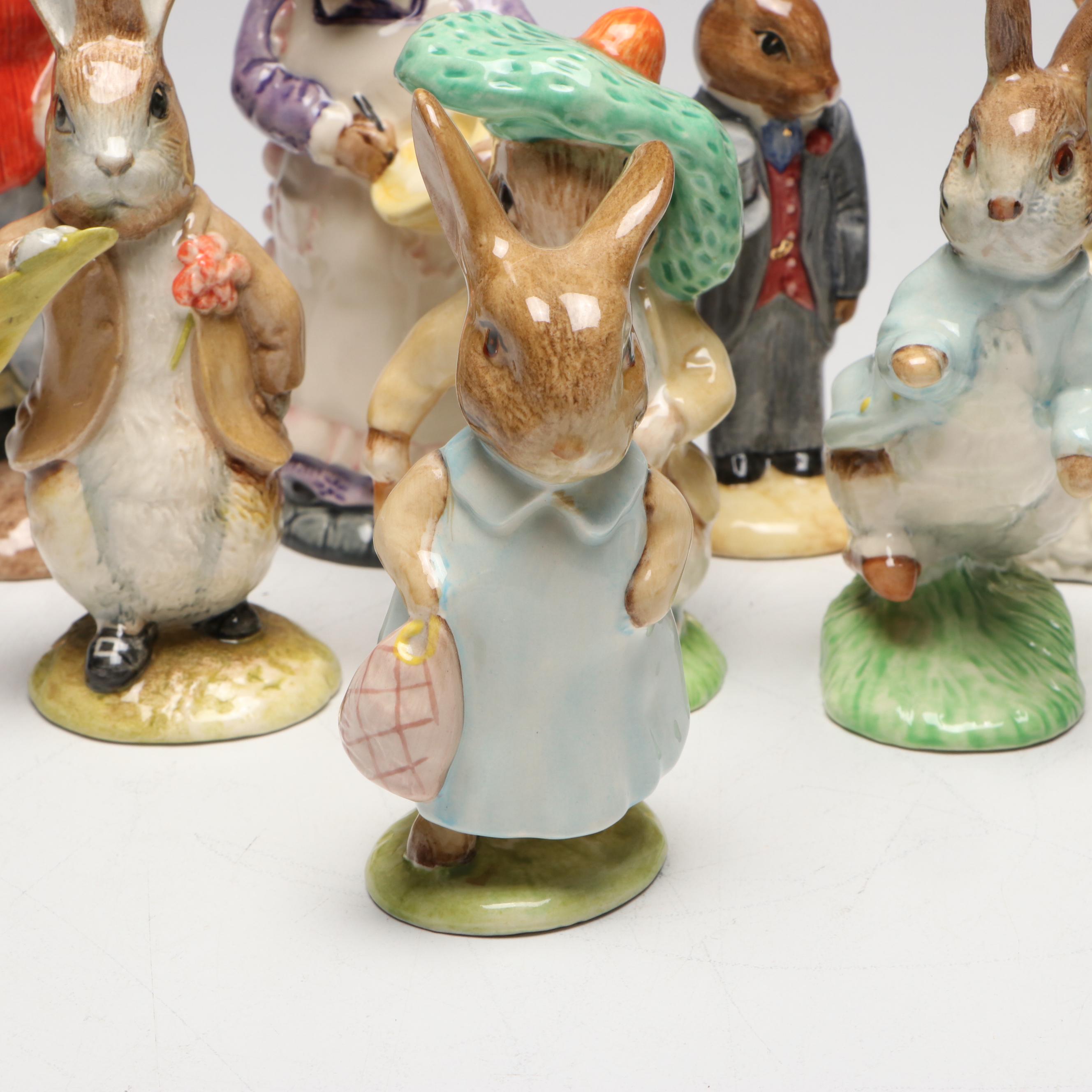Beswick "Gardener Rabbit" with Other Beatrix Potter Figurines and Books