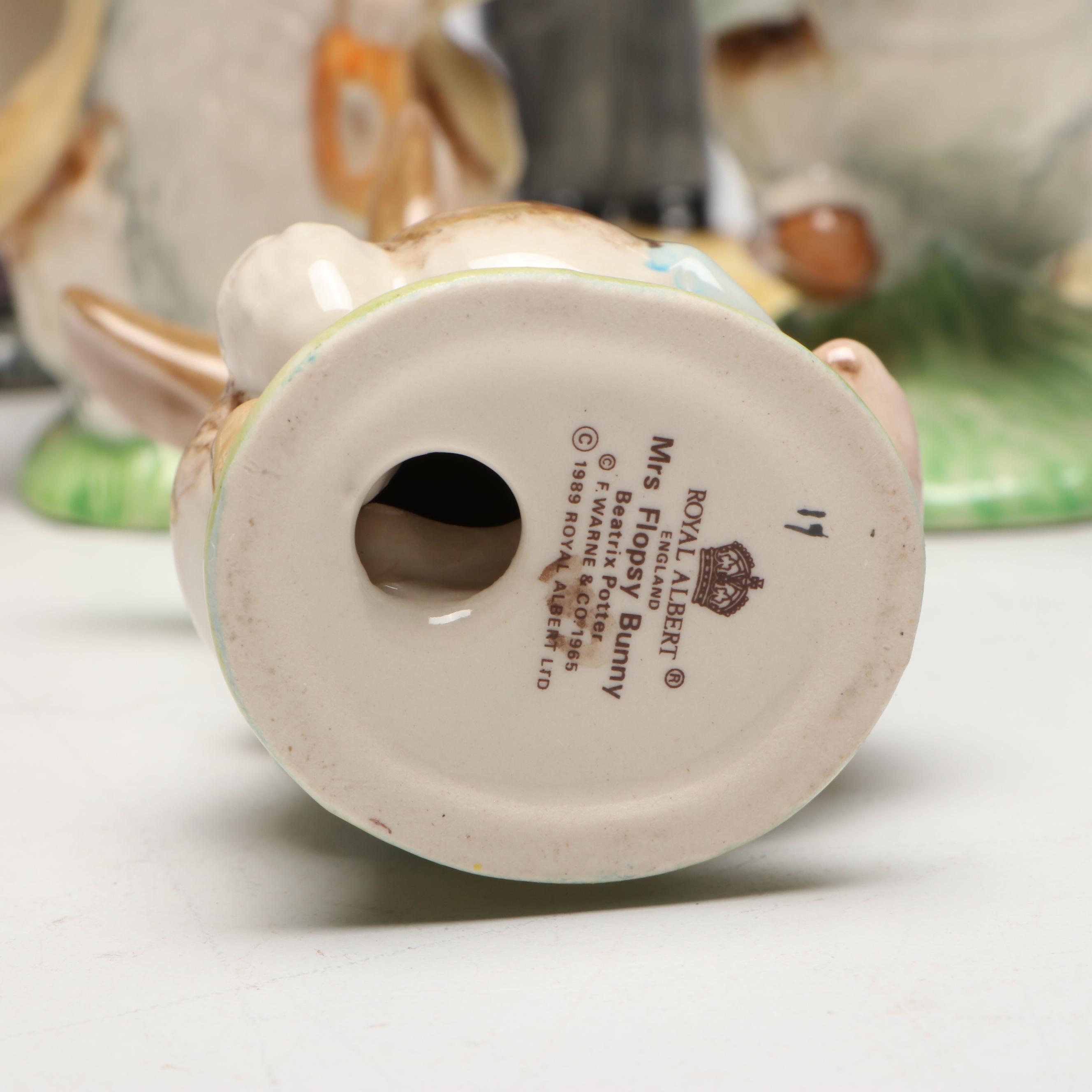 Beswick "Gardener Rabbit" with Other Beatrix Potter Figurines and Books