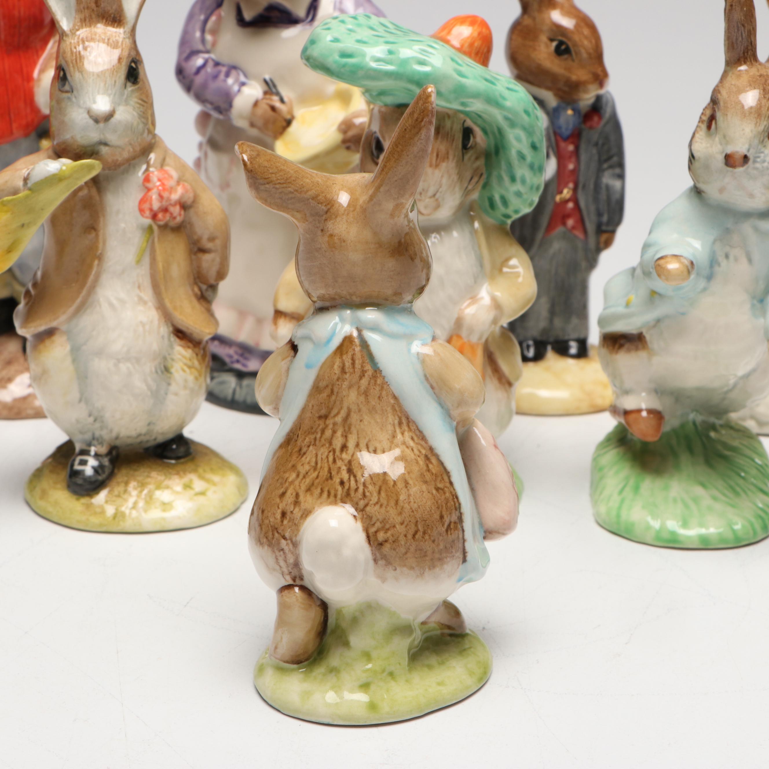 Beswick "Gardener Rabbit" with Other Beatrix Potter Figurines and Books