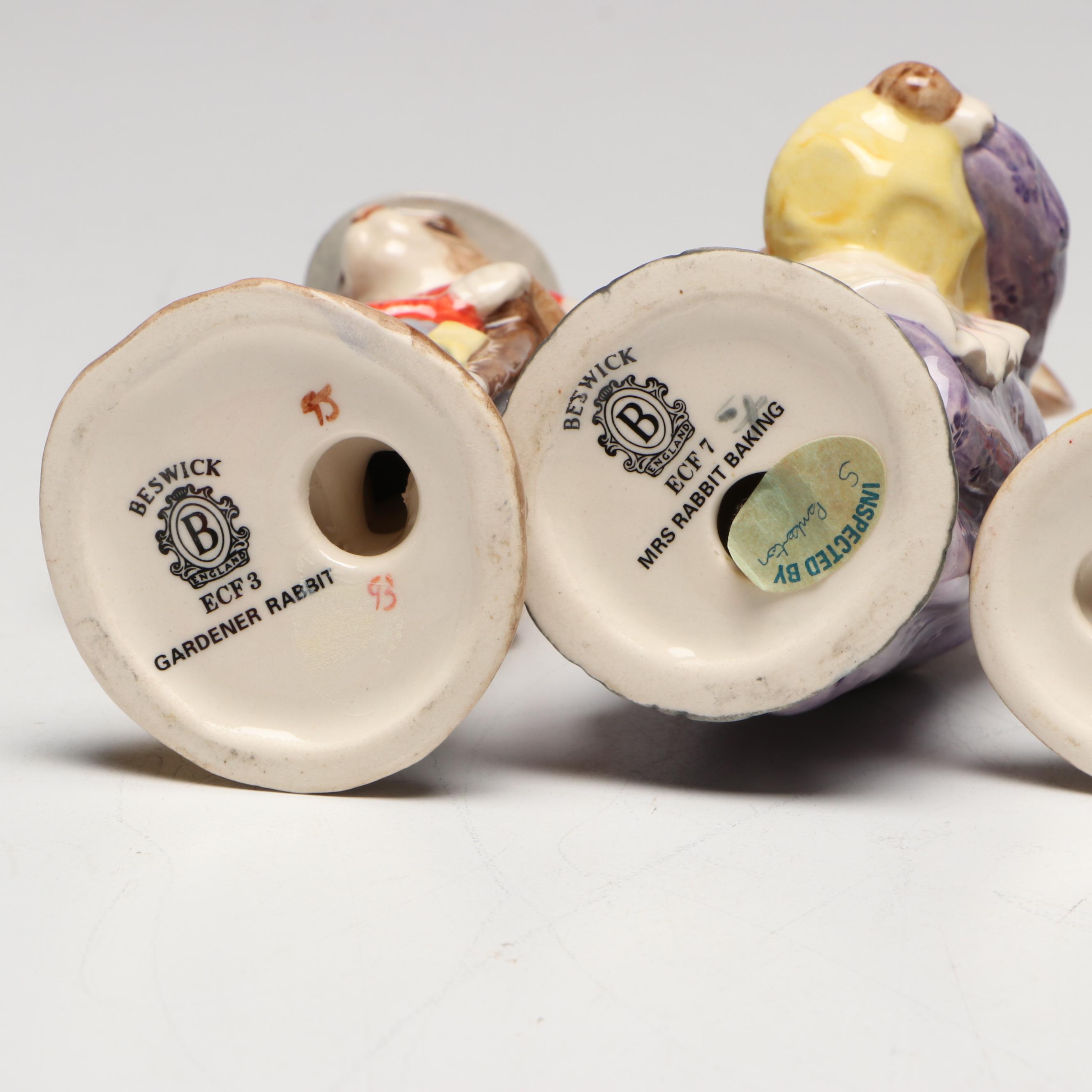 Beswick "Gardener Rabbit" with Other Beatrix Potter Figurines and Books