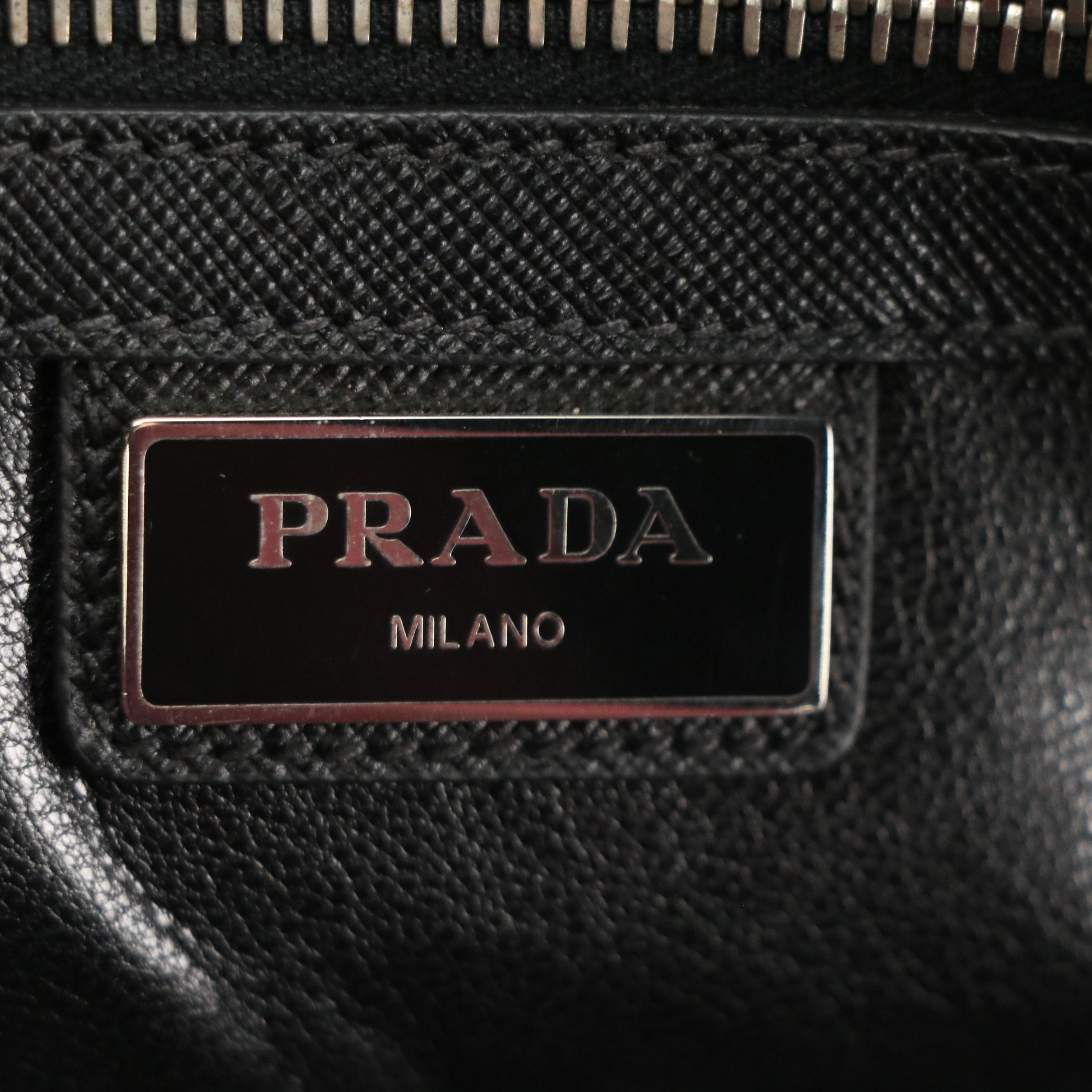 Prada Zip-Around Business Bag in Blue Hibiscus Flower Printed Saffiano Leather