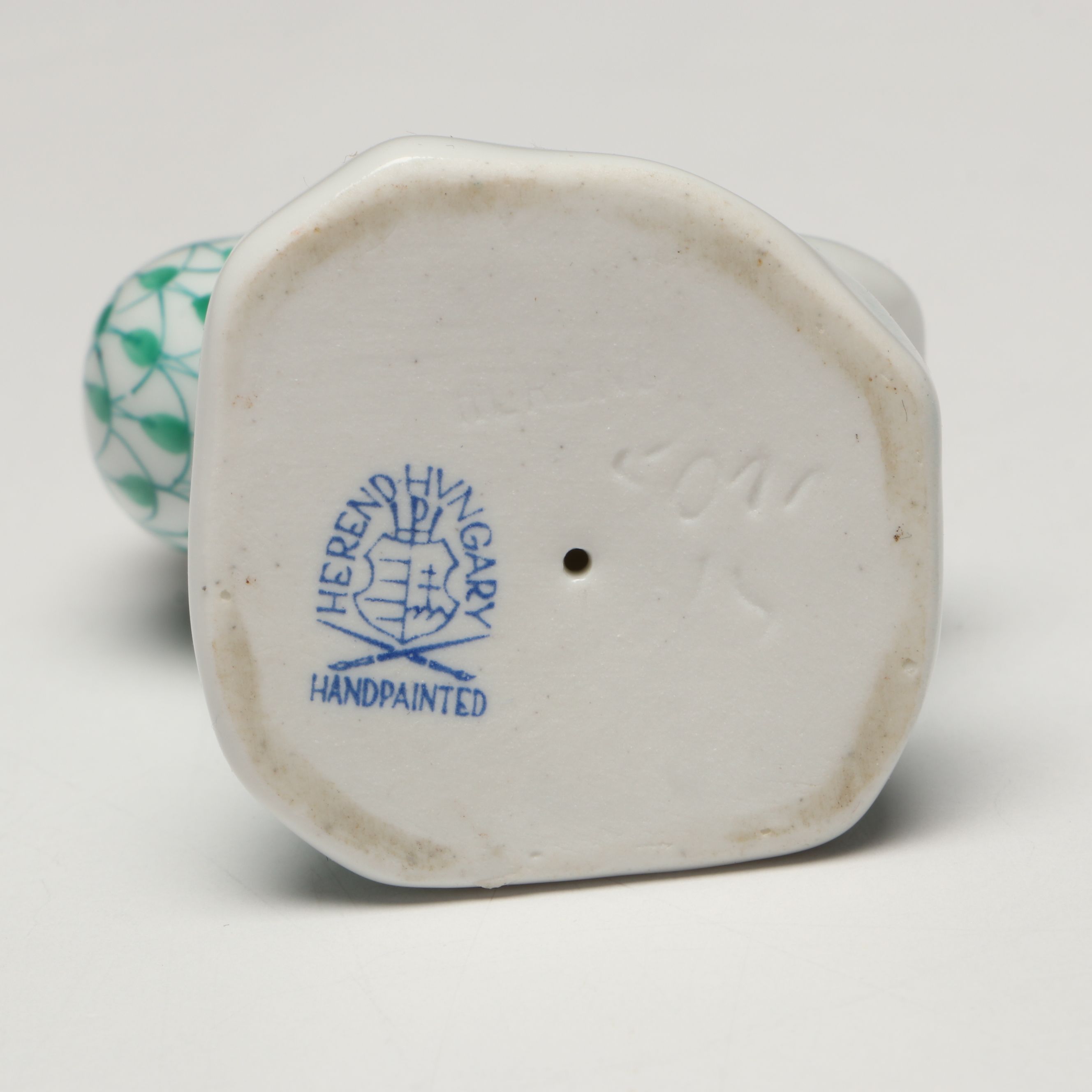 Herend Green Fishnet with Gold "Duck" Porcelain Figurine