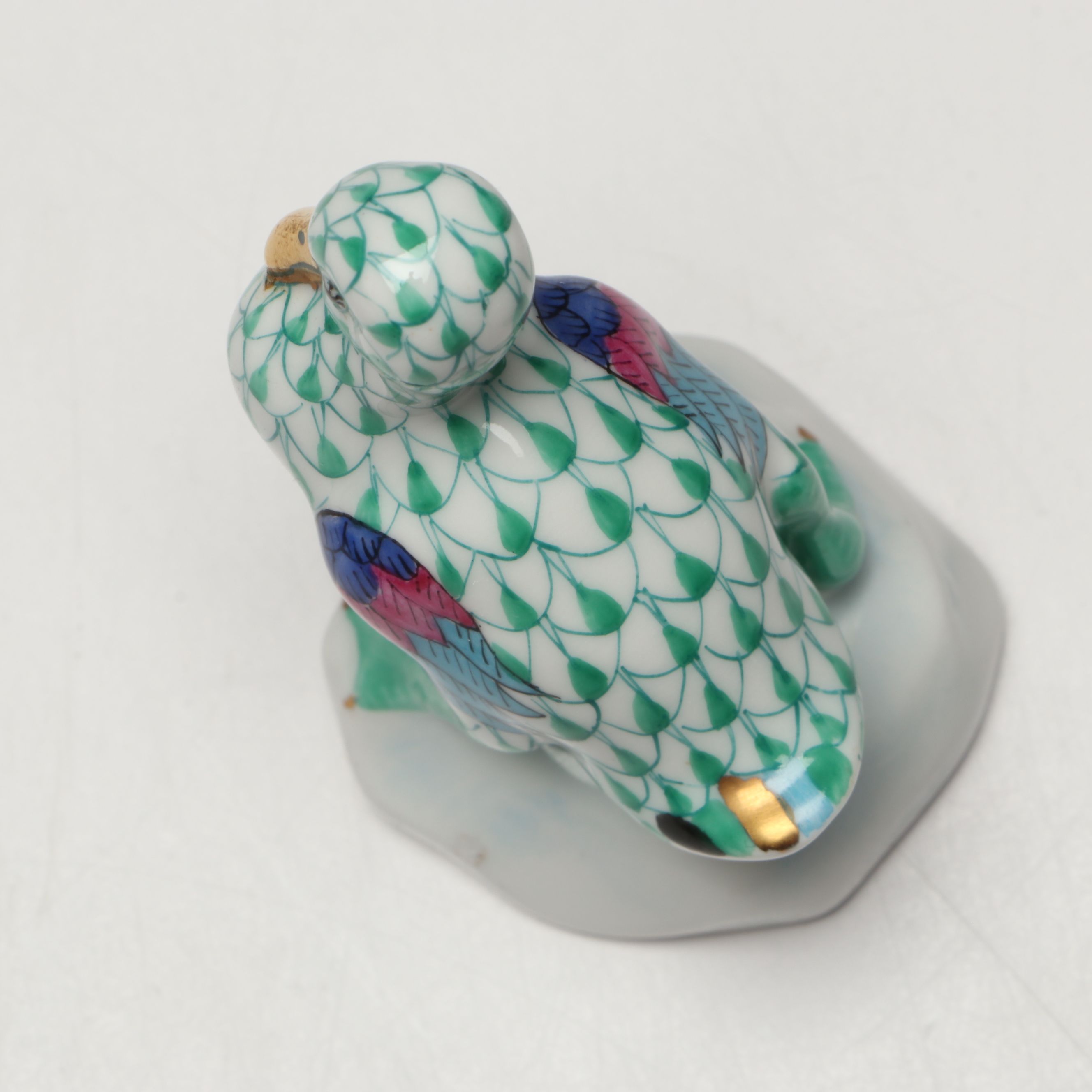 Herend Green Fishnet with Gold "Duck" Porcelain Figurine