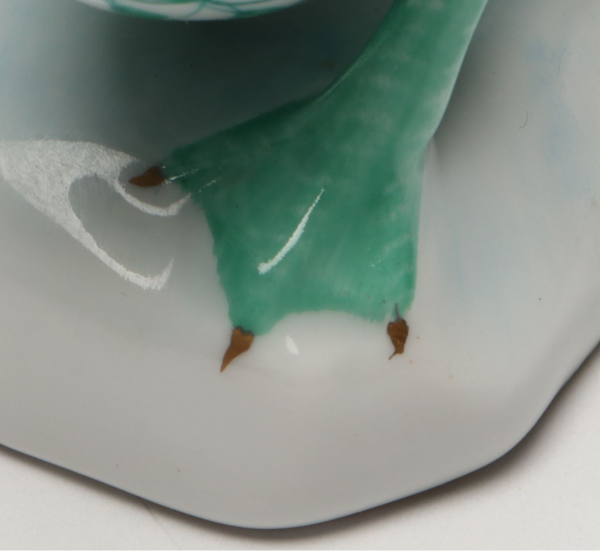Herend Green Fishnet with Gold "Duck" Porcelain Figurine