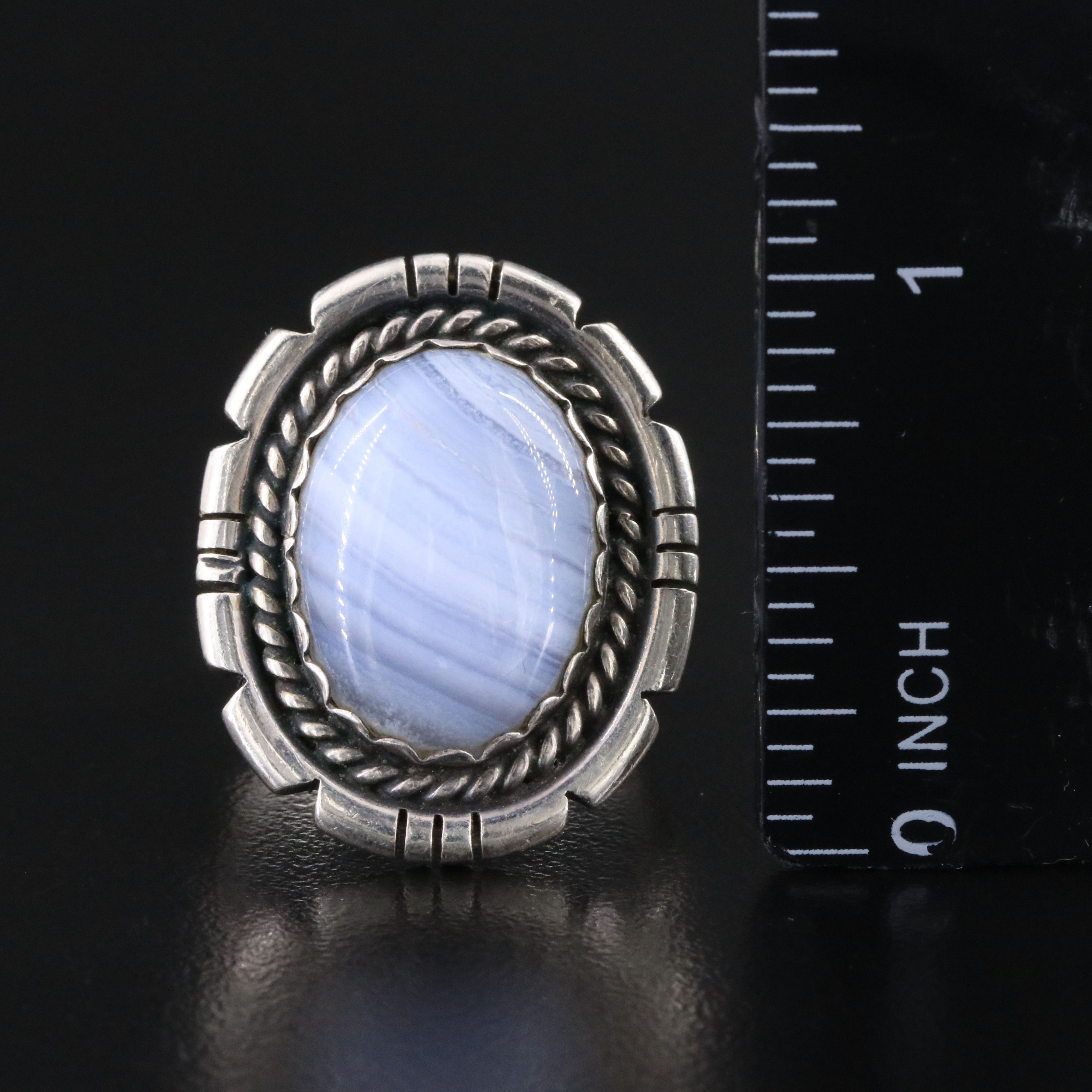 Art Deco Kohn & Co. 10K Aquamarine Necklace & Southwestern Sterling Agate Ring