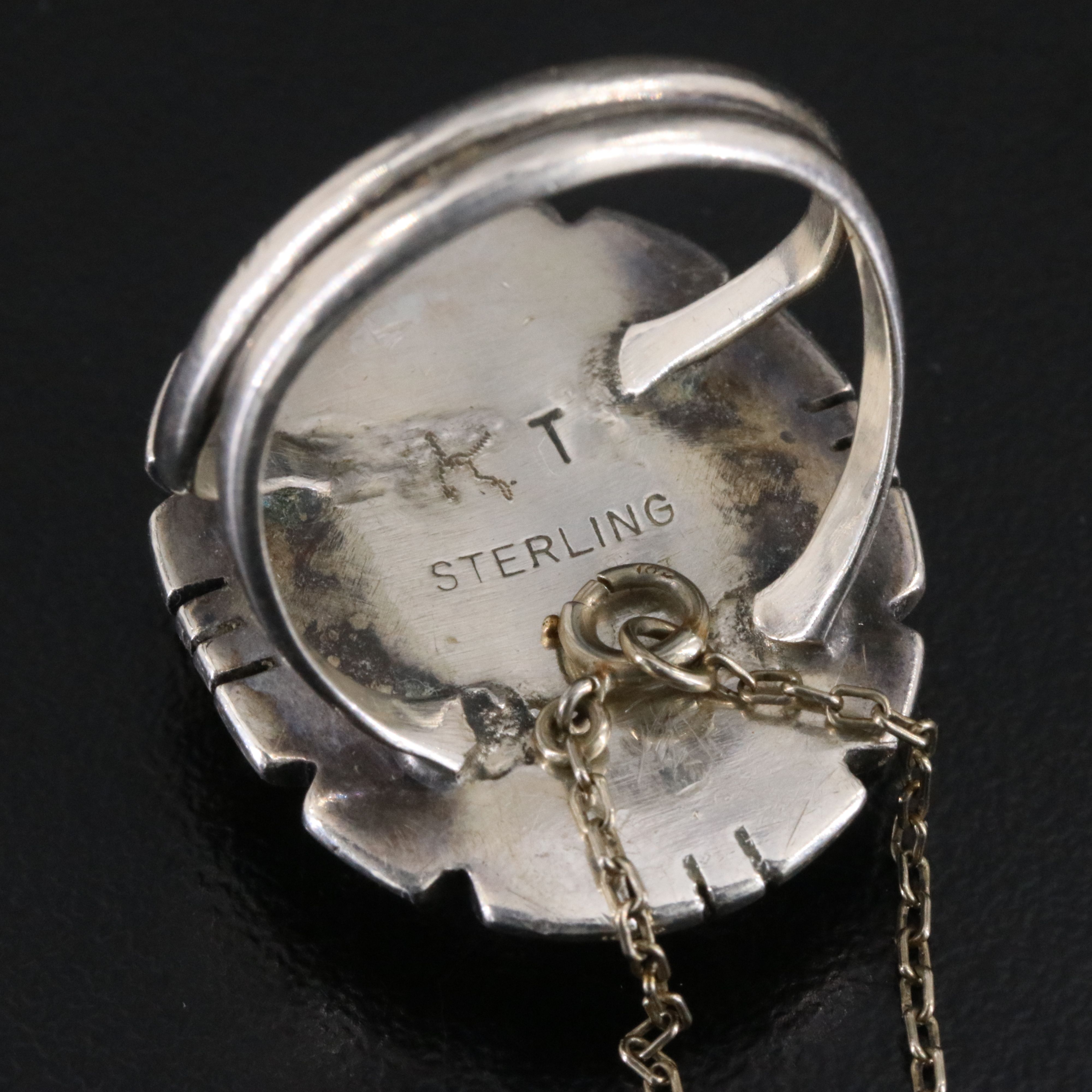 Art Deco Kohn & Co. 10K Aquamarine Necklace & Southwestern Sterling Agate Ring