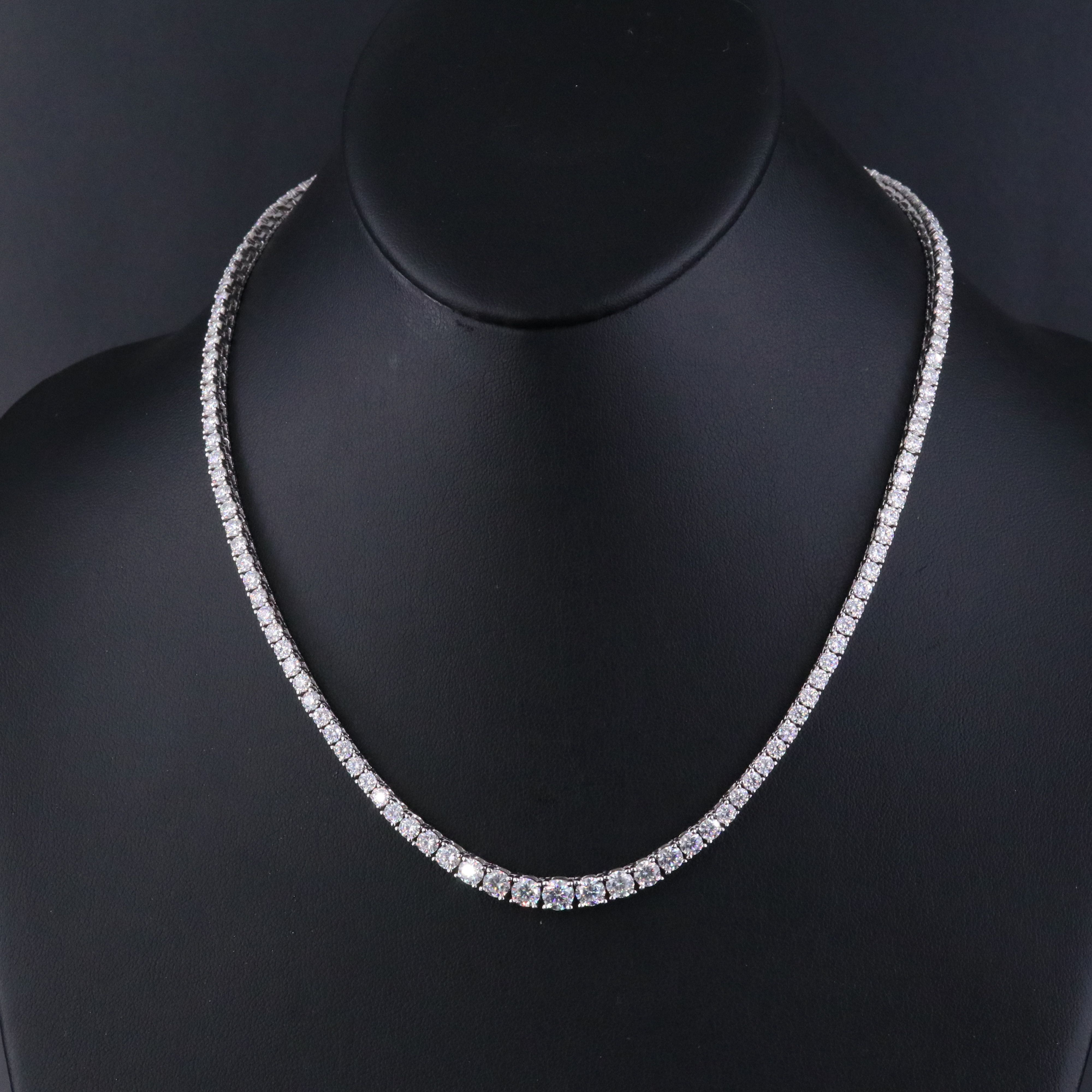 Sterling Moissanite Graduated Necklace