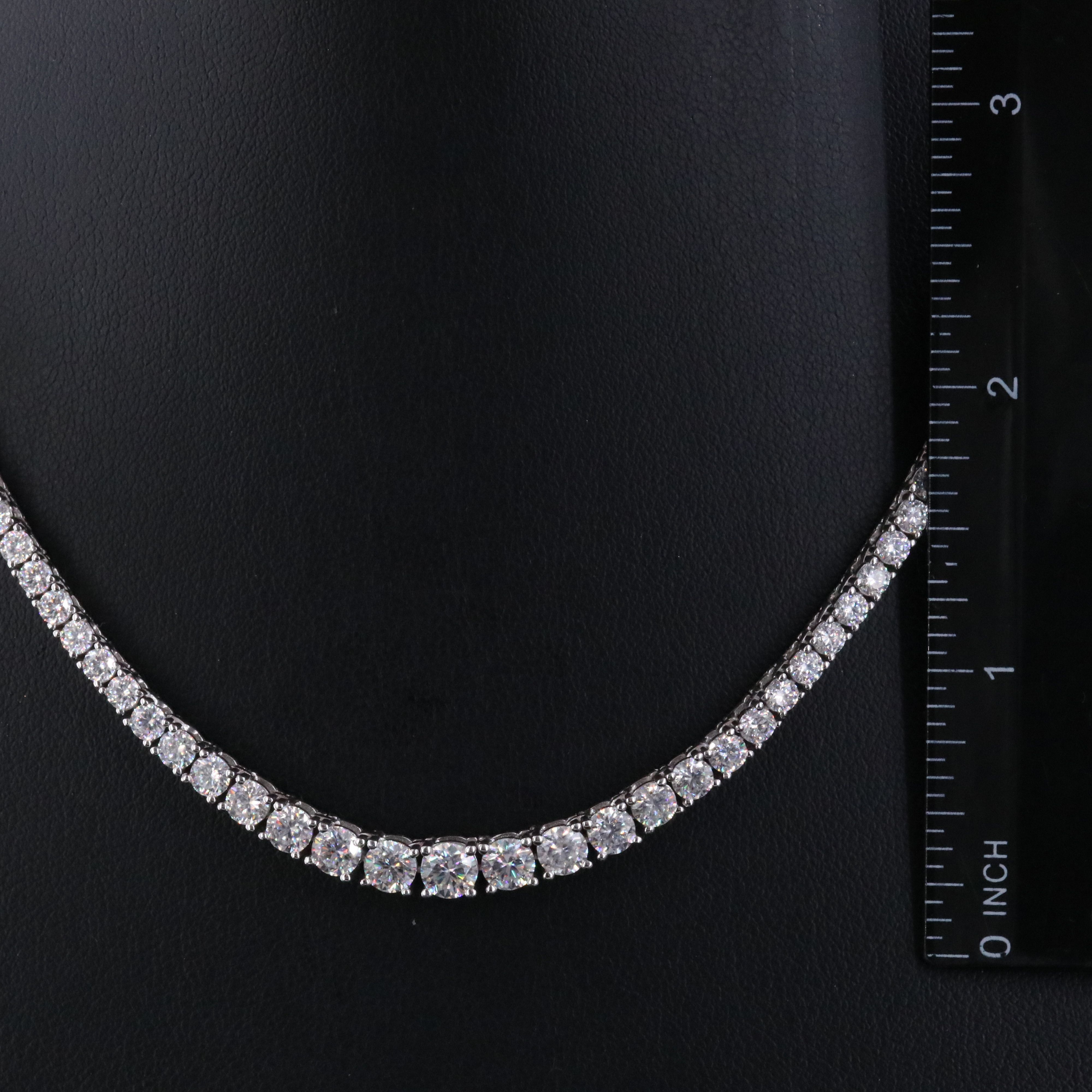 Sterling Moissanite Graduated Necklace