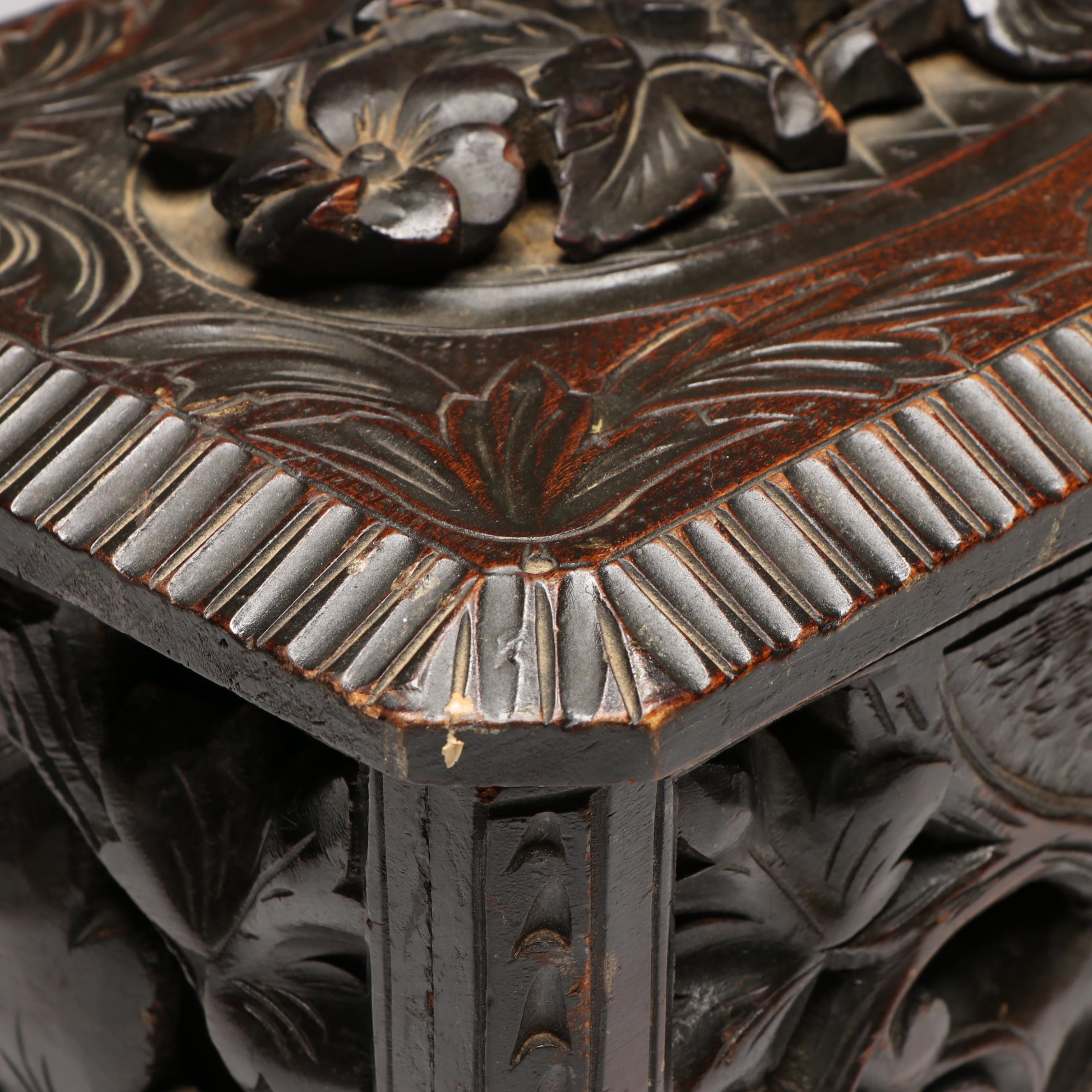 Black Forest Style Carved Wood Box, Late 19th Century