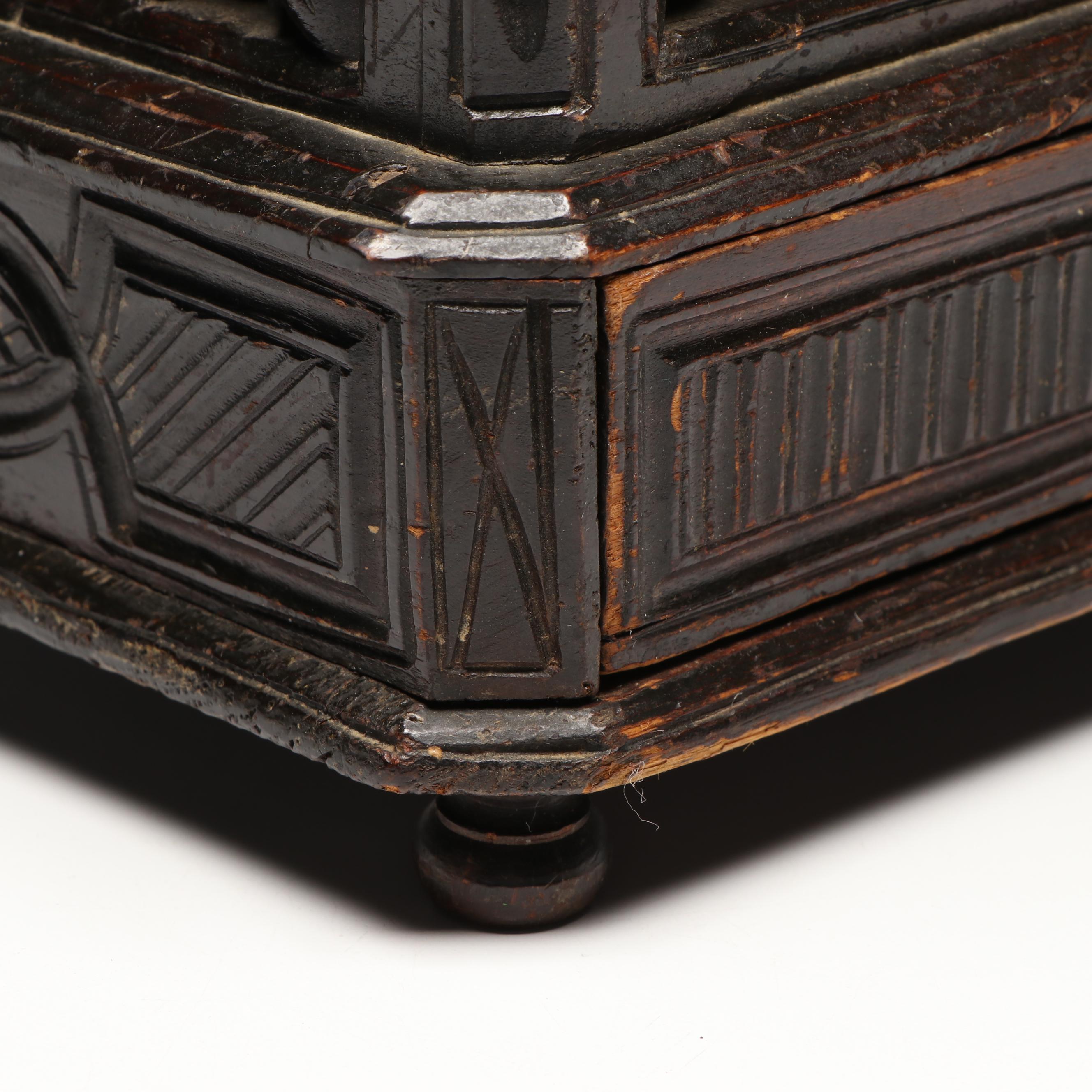 Black Forest Style Carved Wood Box, Late 19th Century