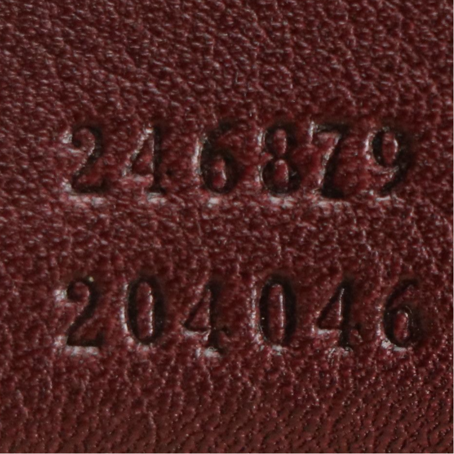 Gucci Bamboo Handle Front Pocket Bag in GG Canvas in Burgundy Calfskin Leather