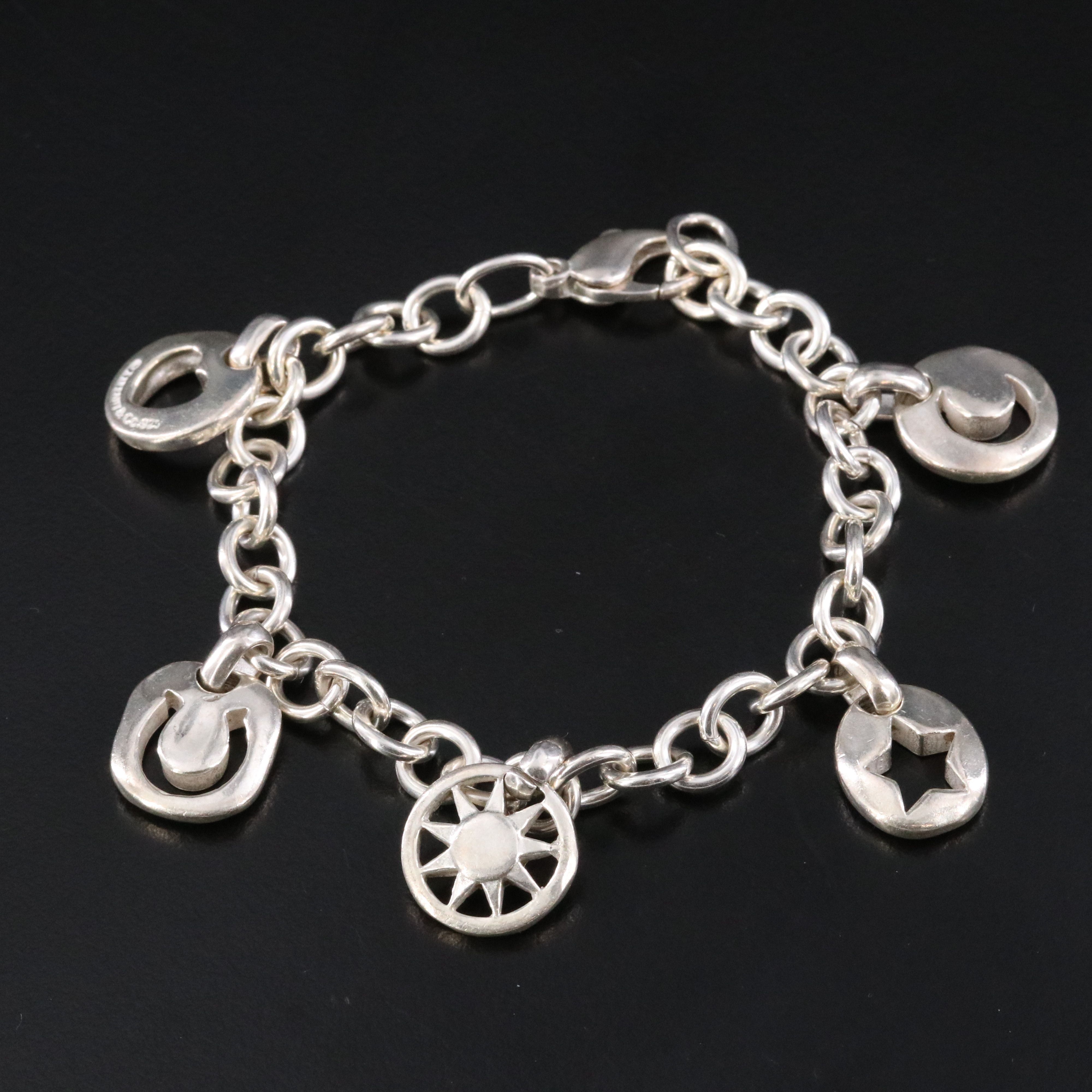 Tiffany & Co. Sterling Stencil Charm Bracelet