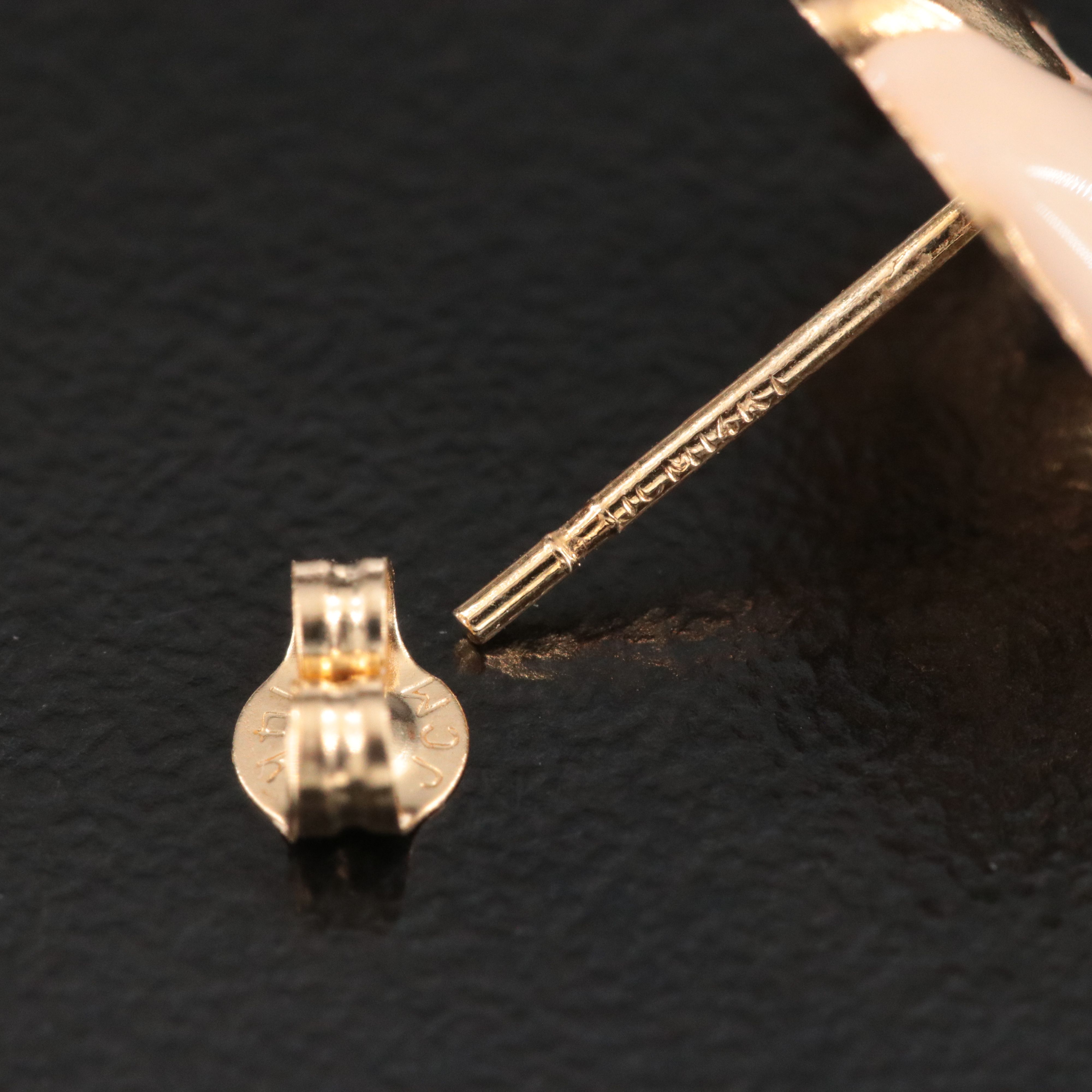 14K Enamel Elephant Stud Earrings with Plush Elephant Presentation Box