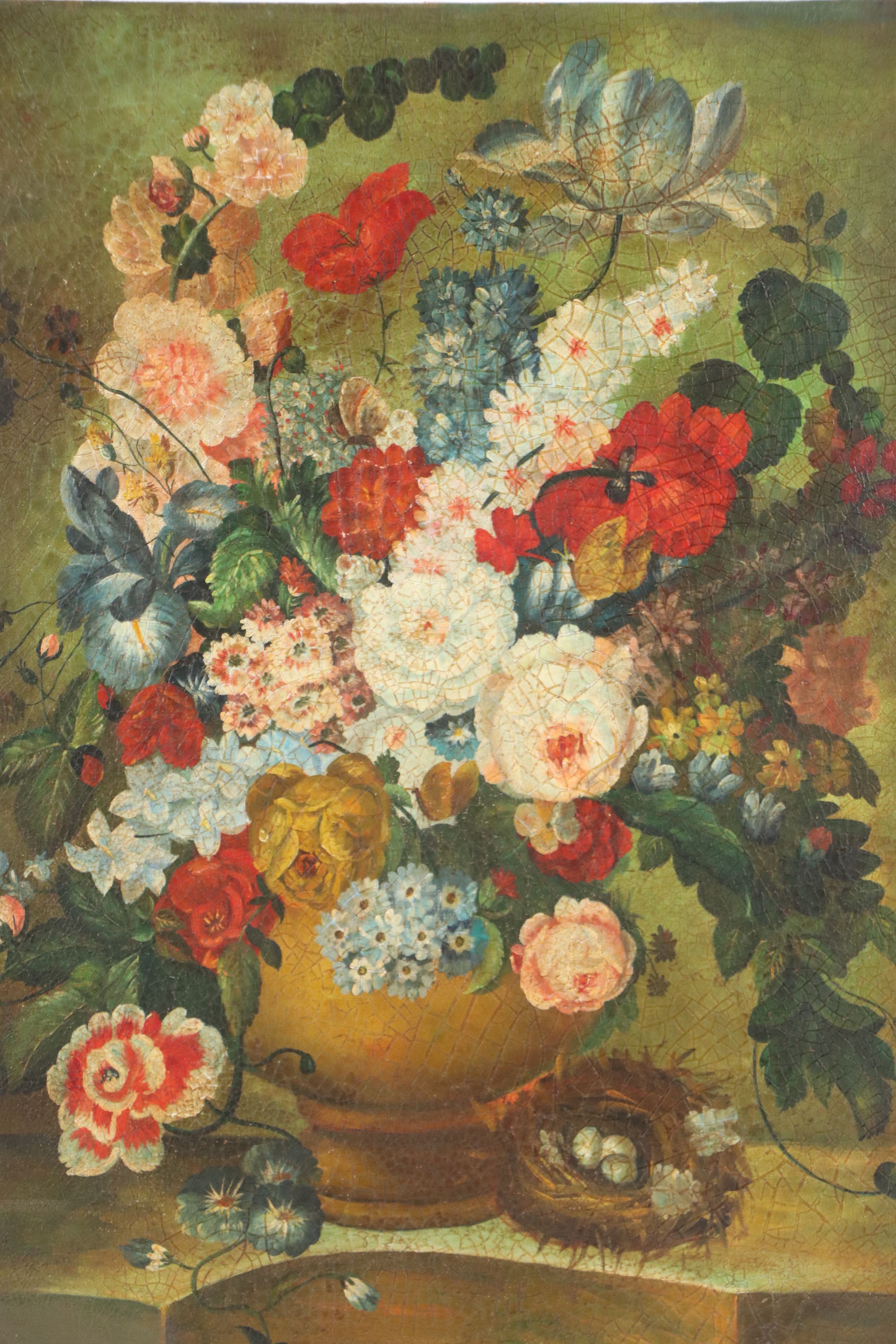 Floral Still Life Oil Painting, Late 20th Century