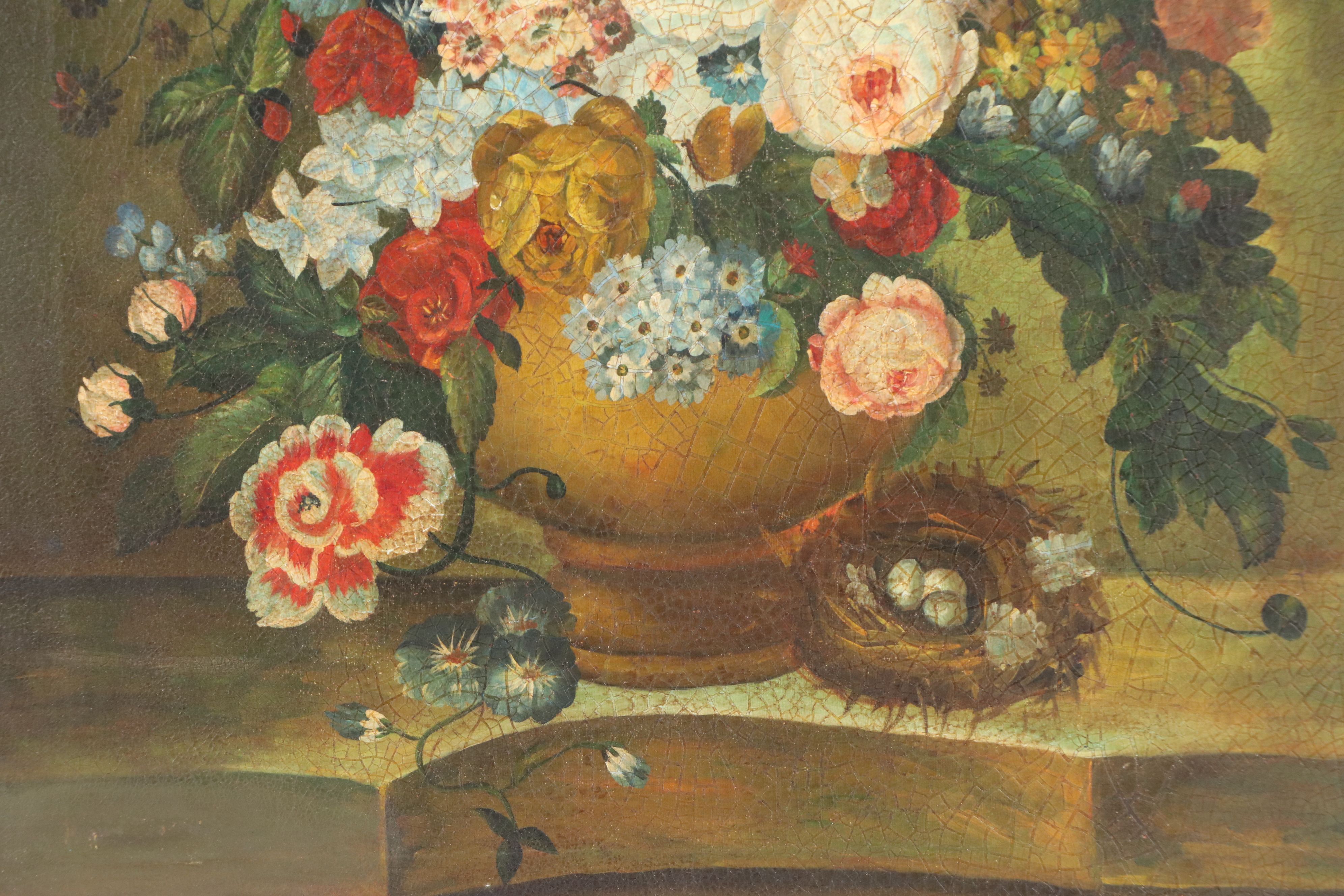 Floral Still Life Oil Painting, Late 20th Century