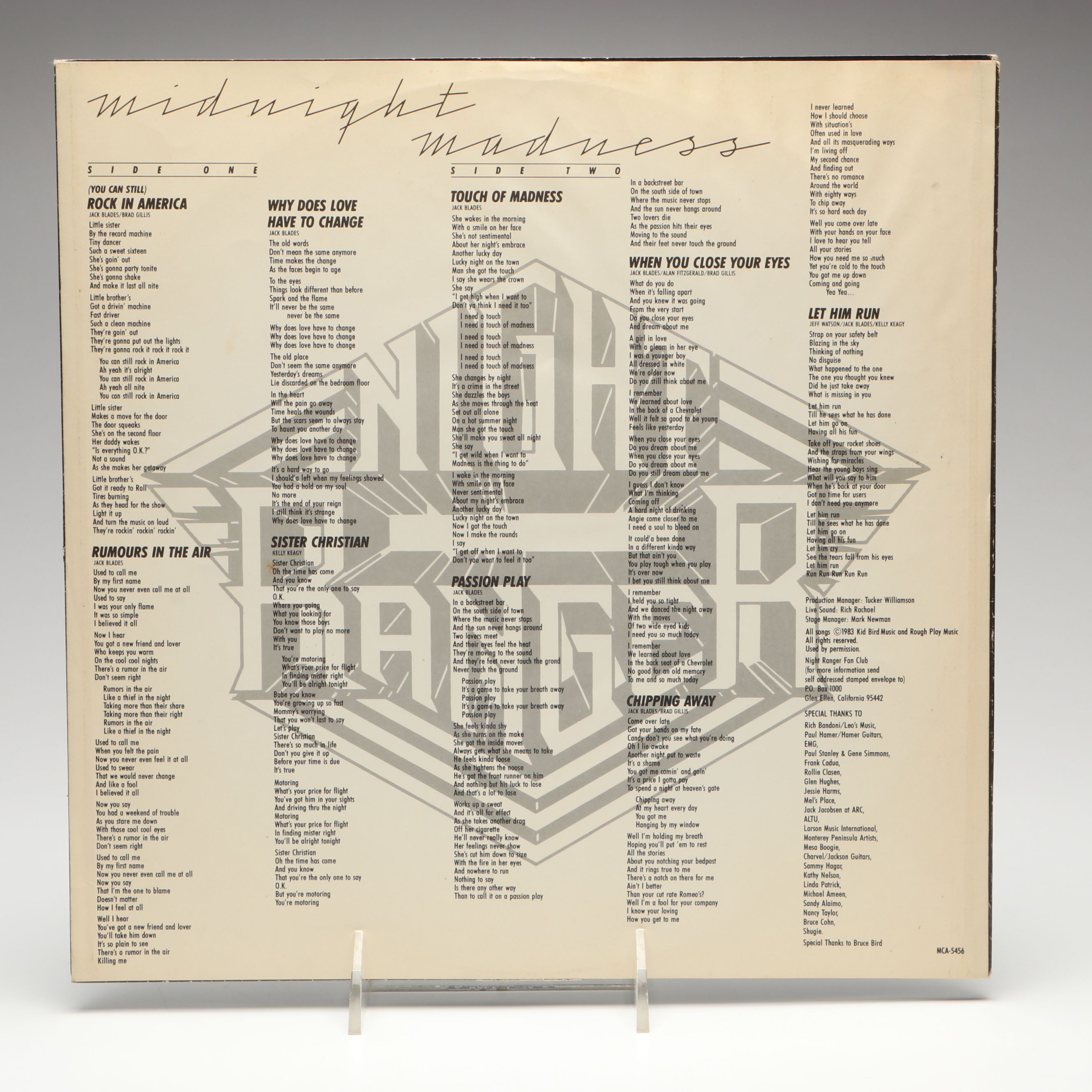 Signed Night Ranger "Midnight Madness" Record Sleeve and Inner Sleeve