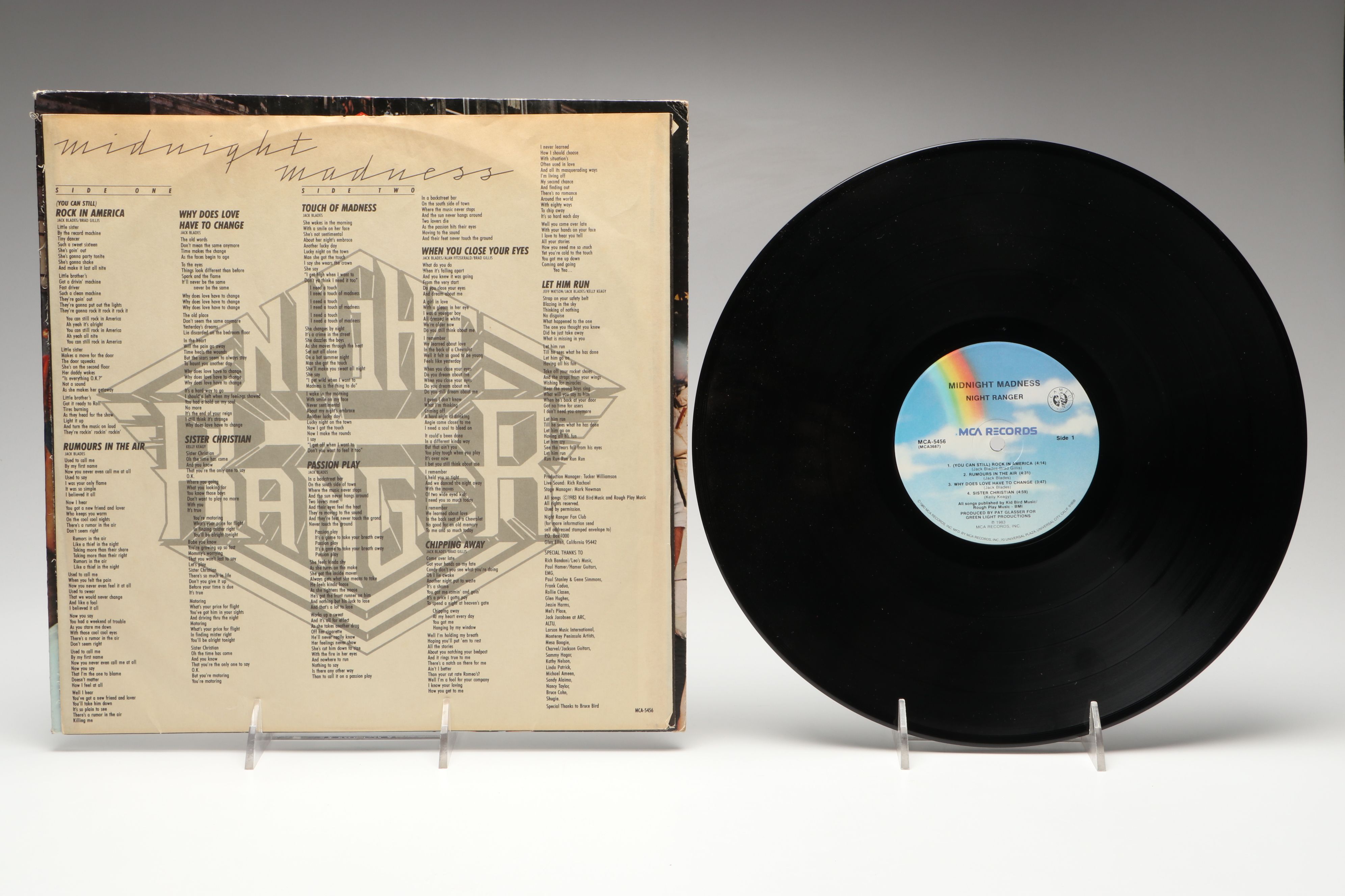 Signed Night Ranger "Midnight Madness" Record Sleeve and Inner Sleeve