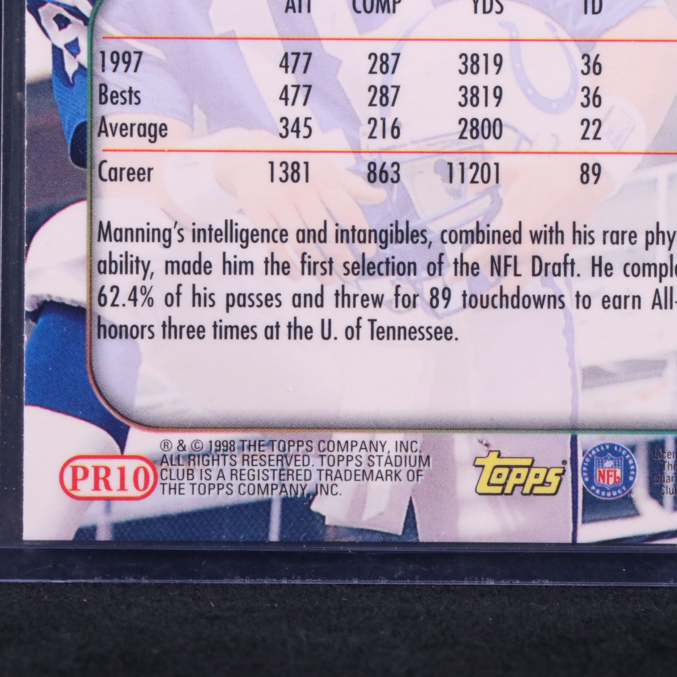1998 Topps Stadium Club Peyton Manning Rookie Card