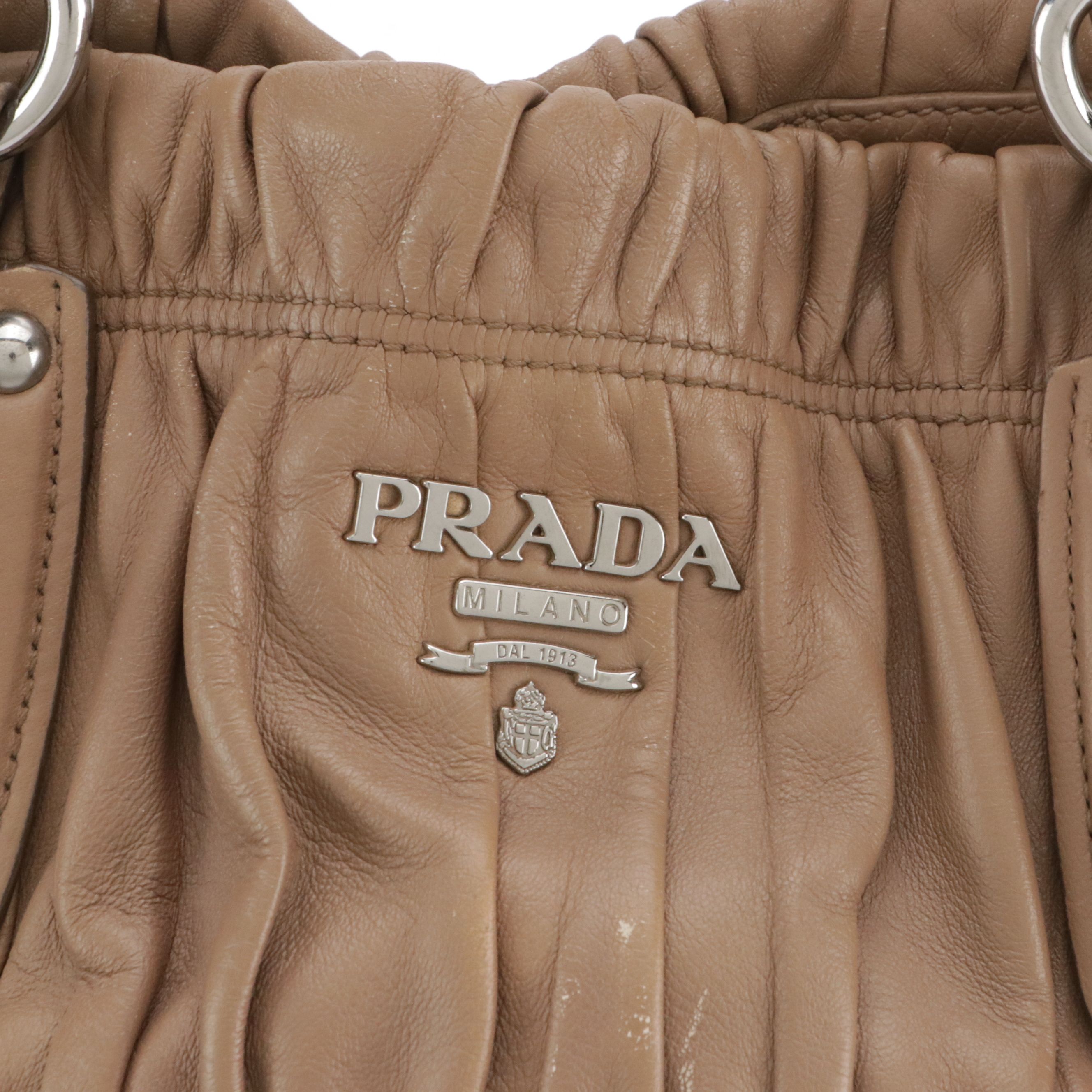 Prada Two-Way Tote Bag in Mocha Brown Gaufré Lambskin Leather