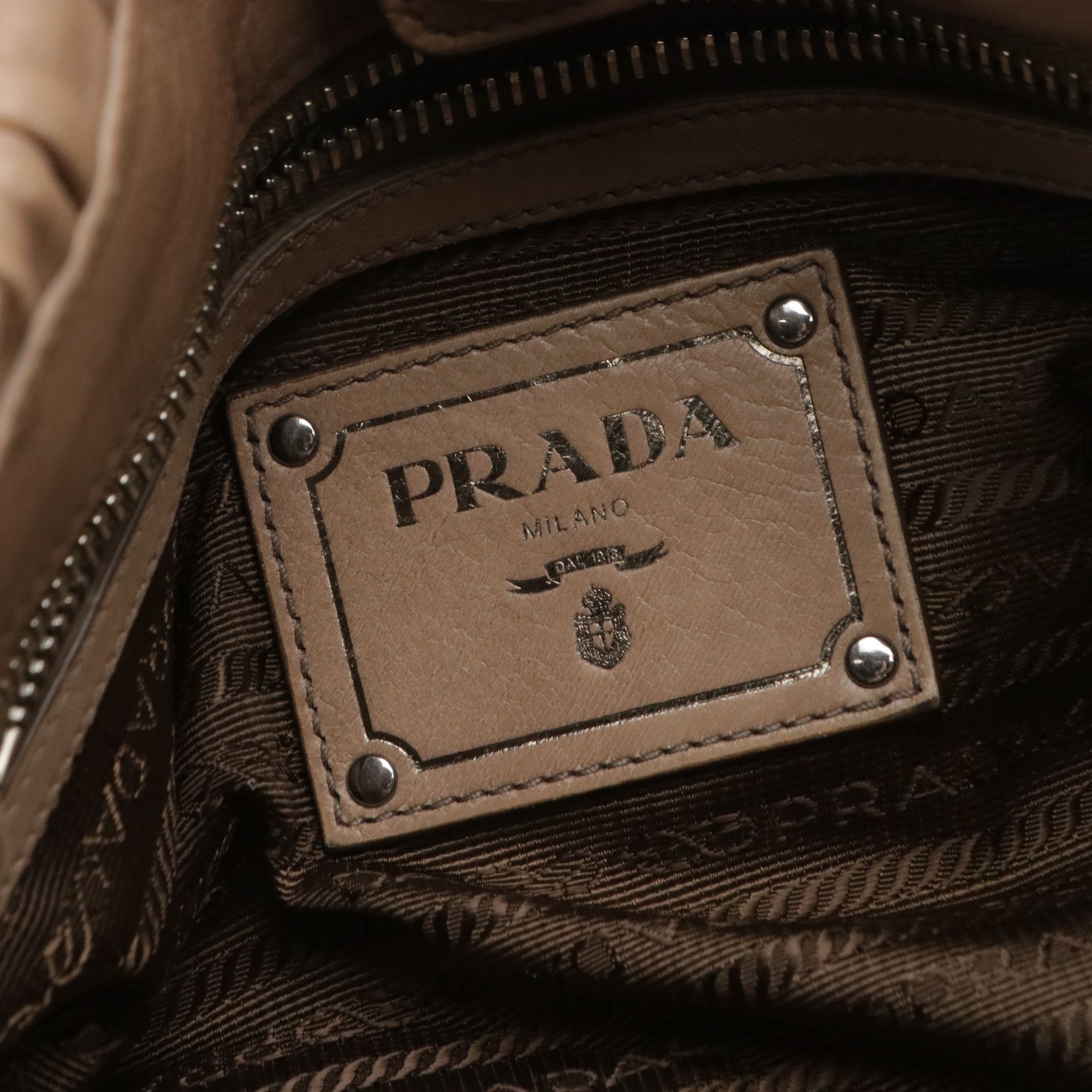 Prada Two-Way Tote Bag in Mocha Brown Gaufré Lambskin Leather