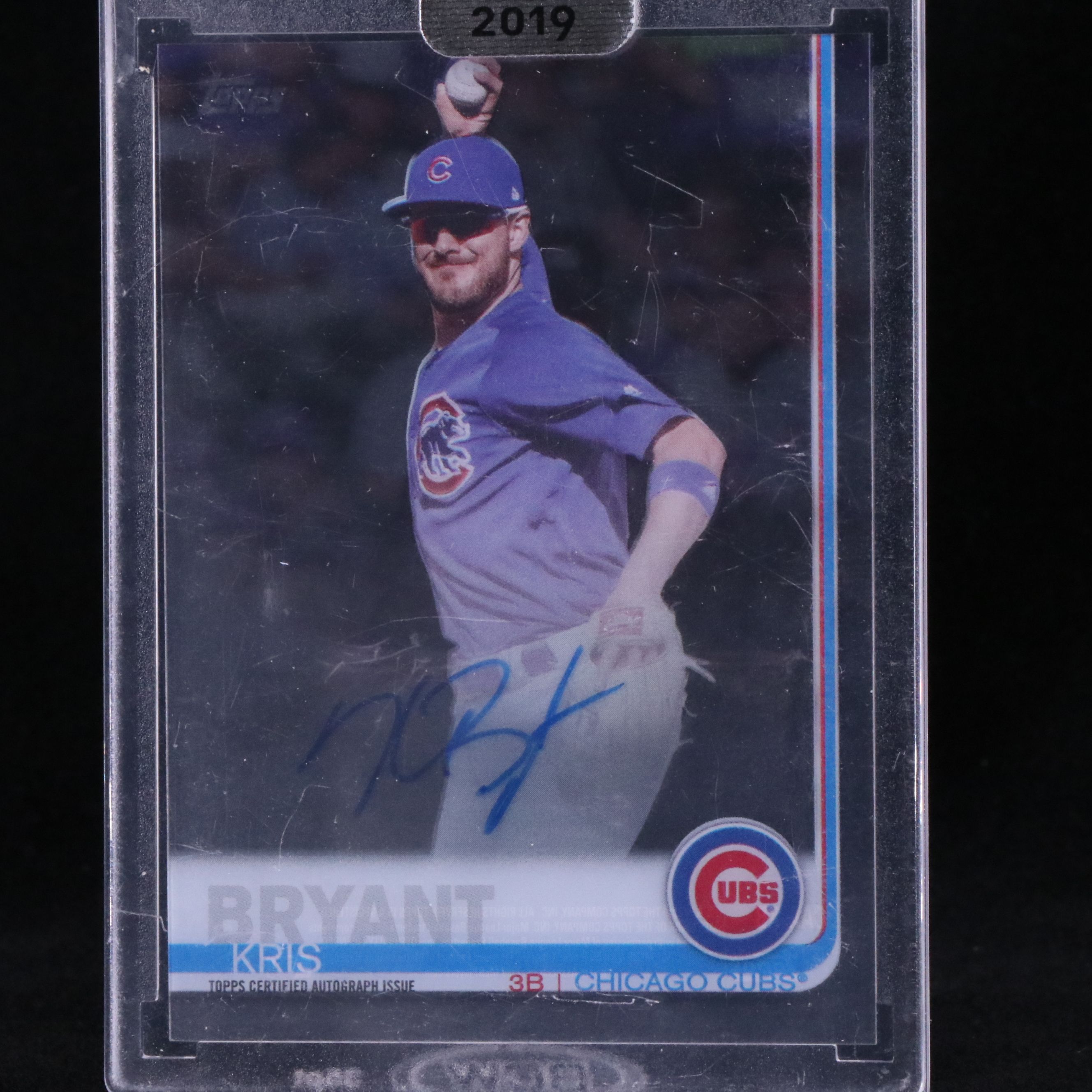 2019 Topps Clearly Authentic Kris Bryant Chicago Cubs Signed Baseball Card
