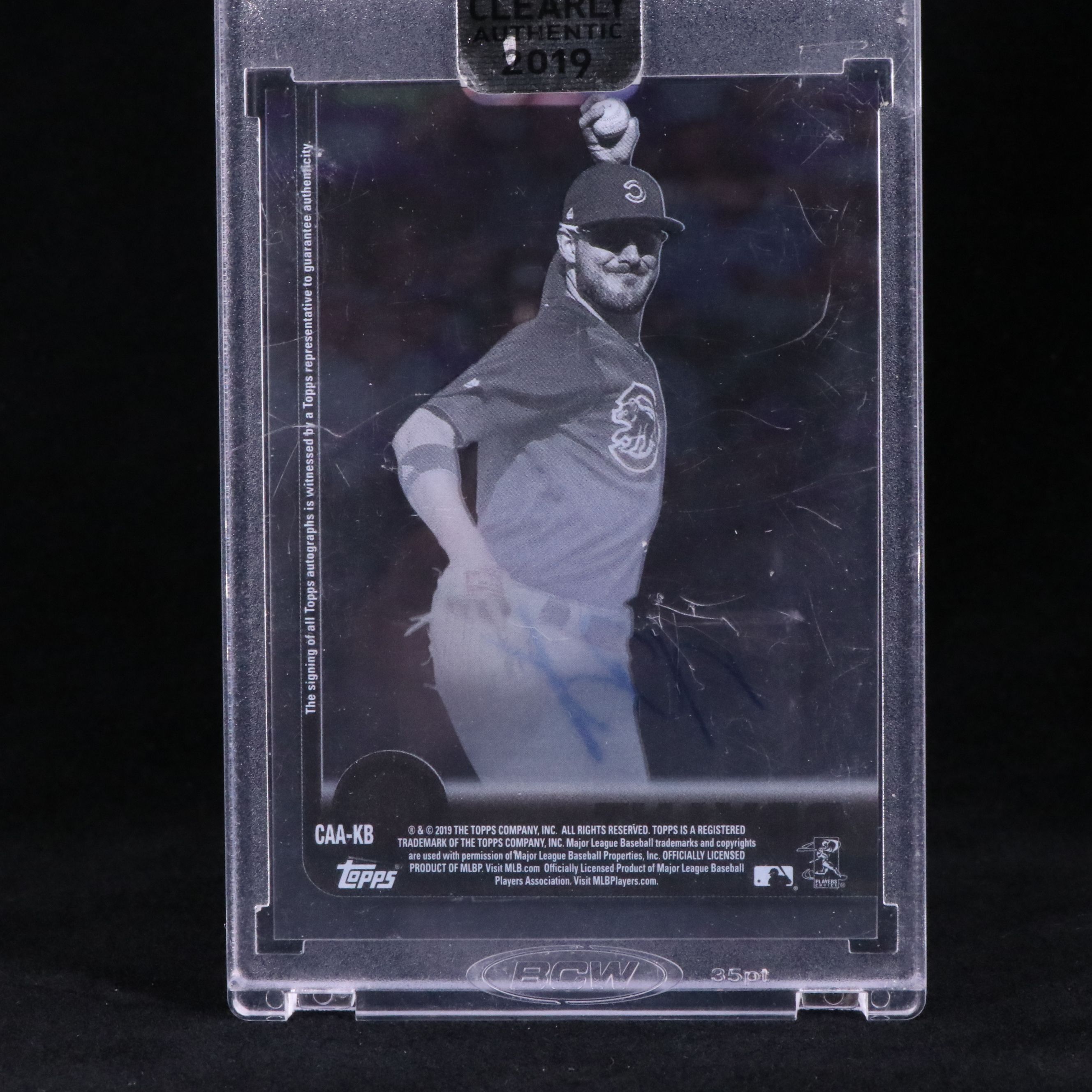 2019 Topps Clearly Authentic Kris Bryant Chicago Cubs Signed Baseball Card