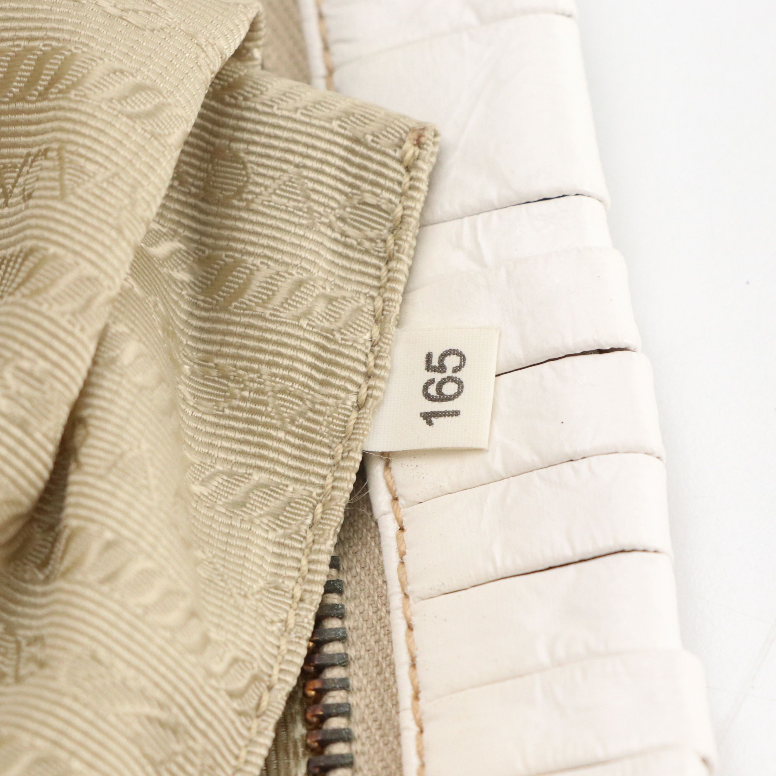 Prada Zip Pouch in White Shiny Woven Crinkled Calfskin Leather