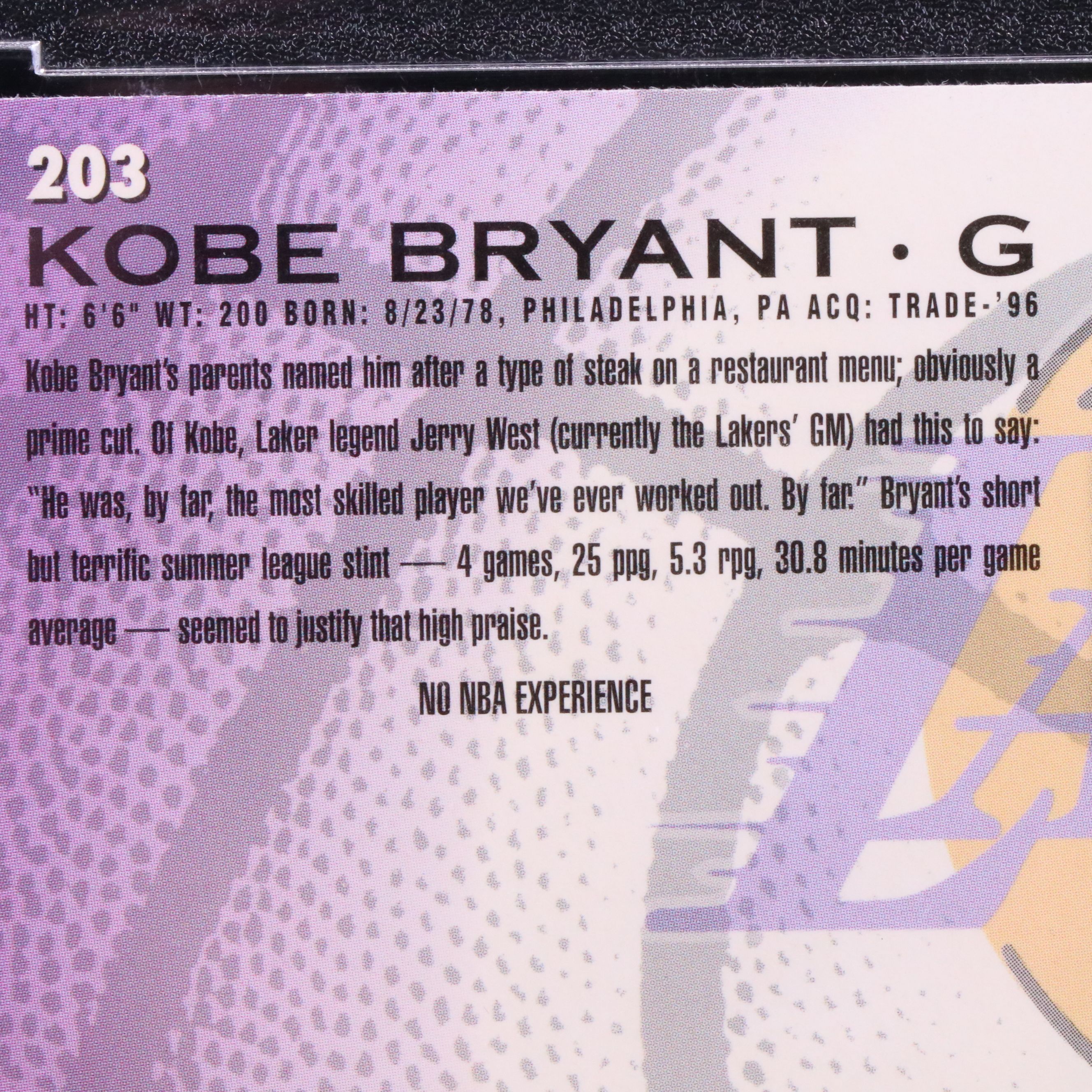 1996-97 Fleer Kobe Bryant Los Angeles Lakers Rookie Basketball Card