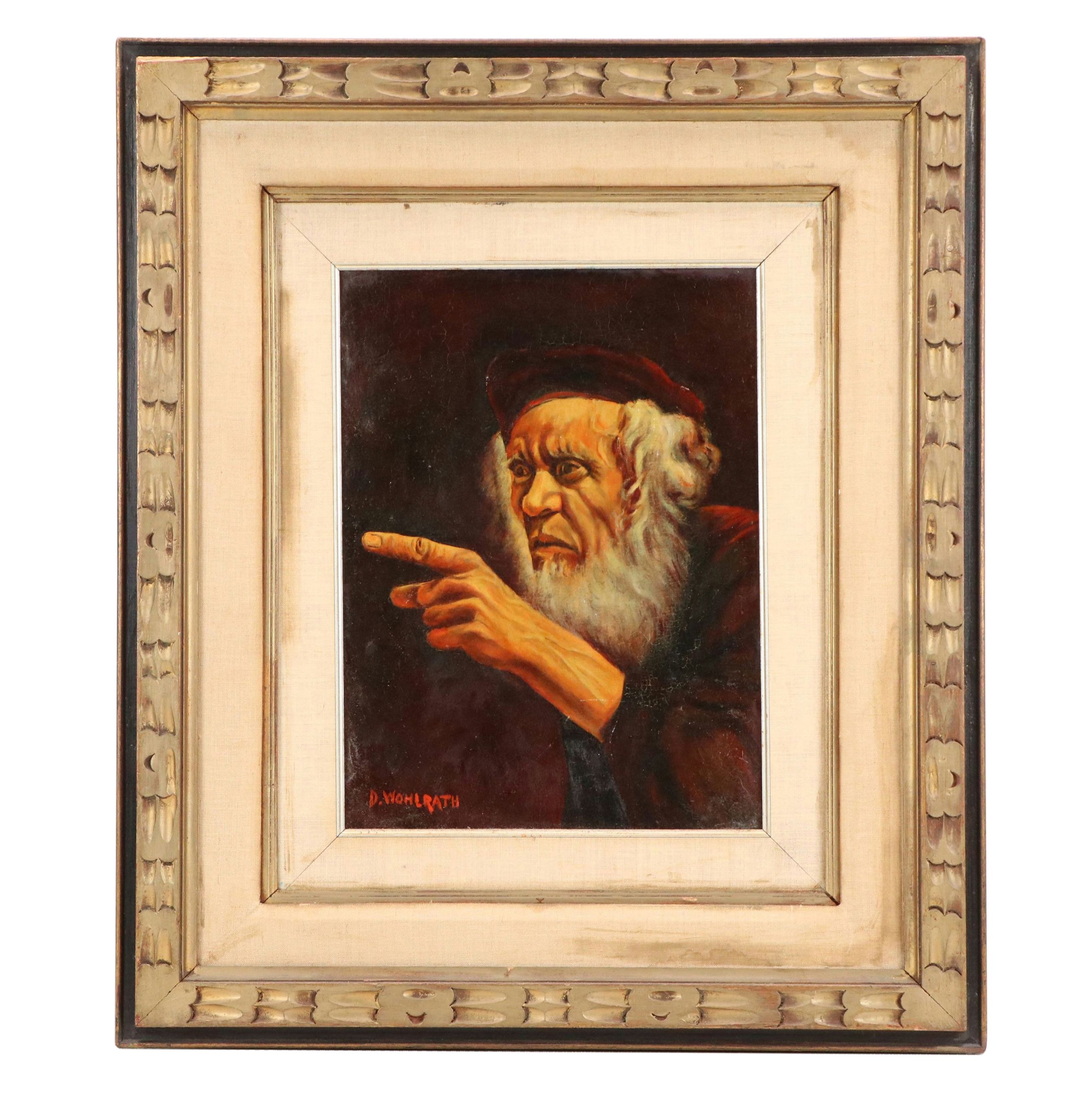 D. Wohlrath Portrait Oil Painting, Late 20th Century