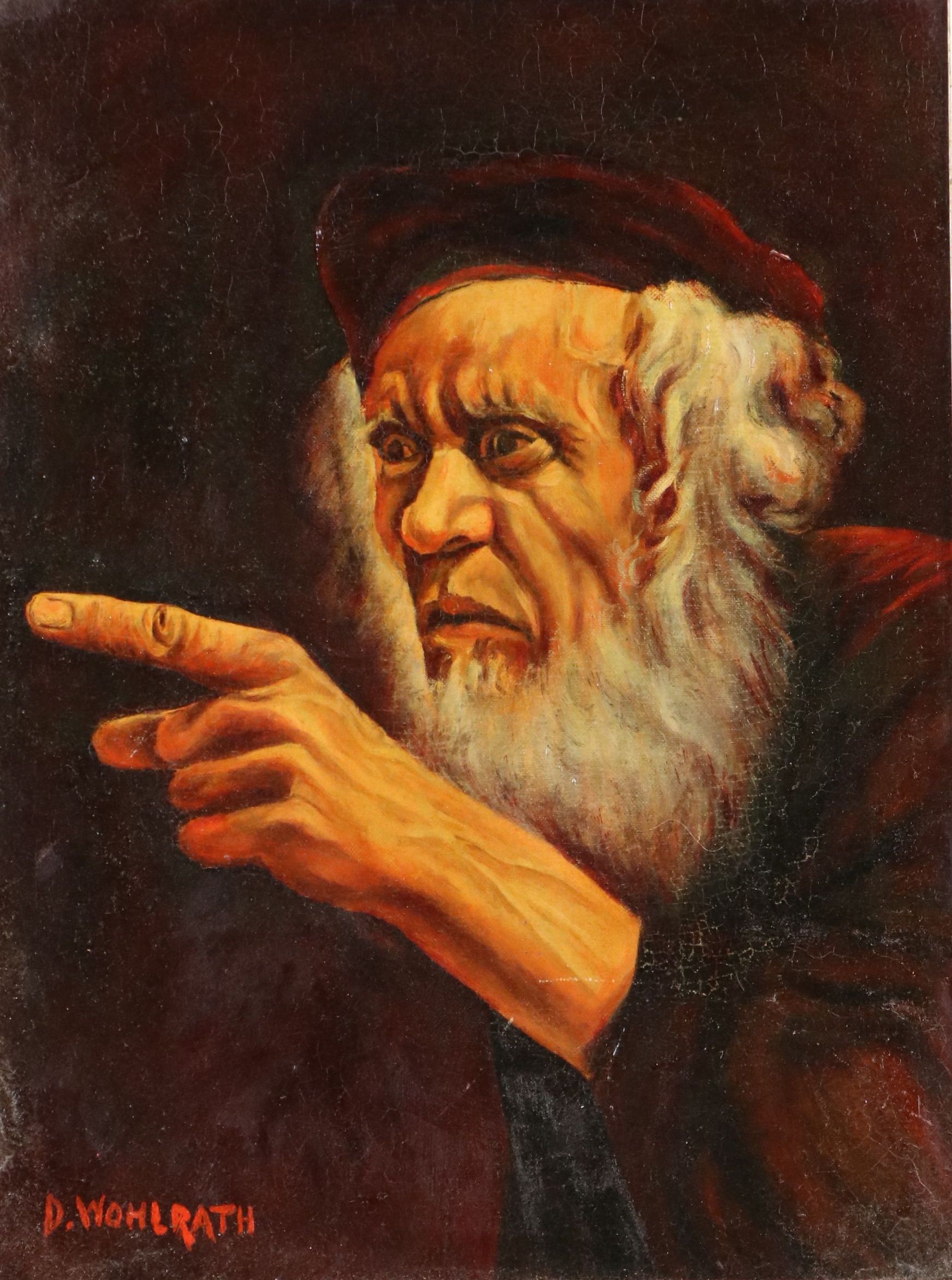 D. Wohlrath Portrait Oil Painting, Late 20th Century