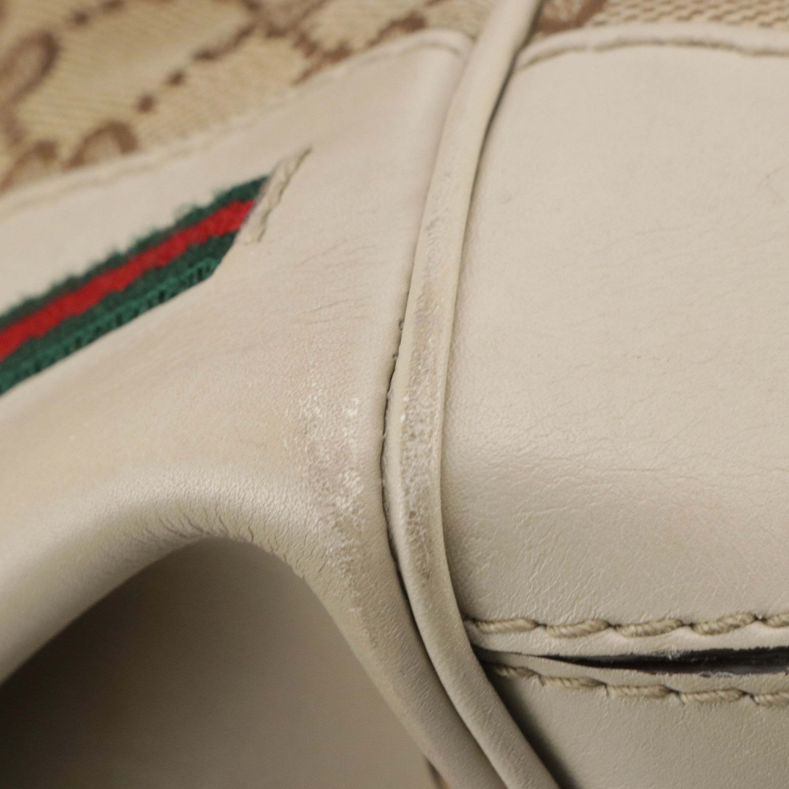 Gucci Mayfair Two-Way Satchel Bag in Monogram Canvas, White Leather & Web Accent