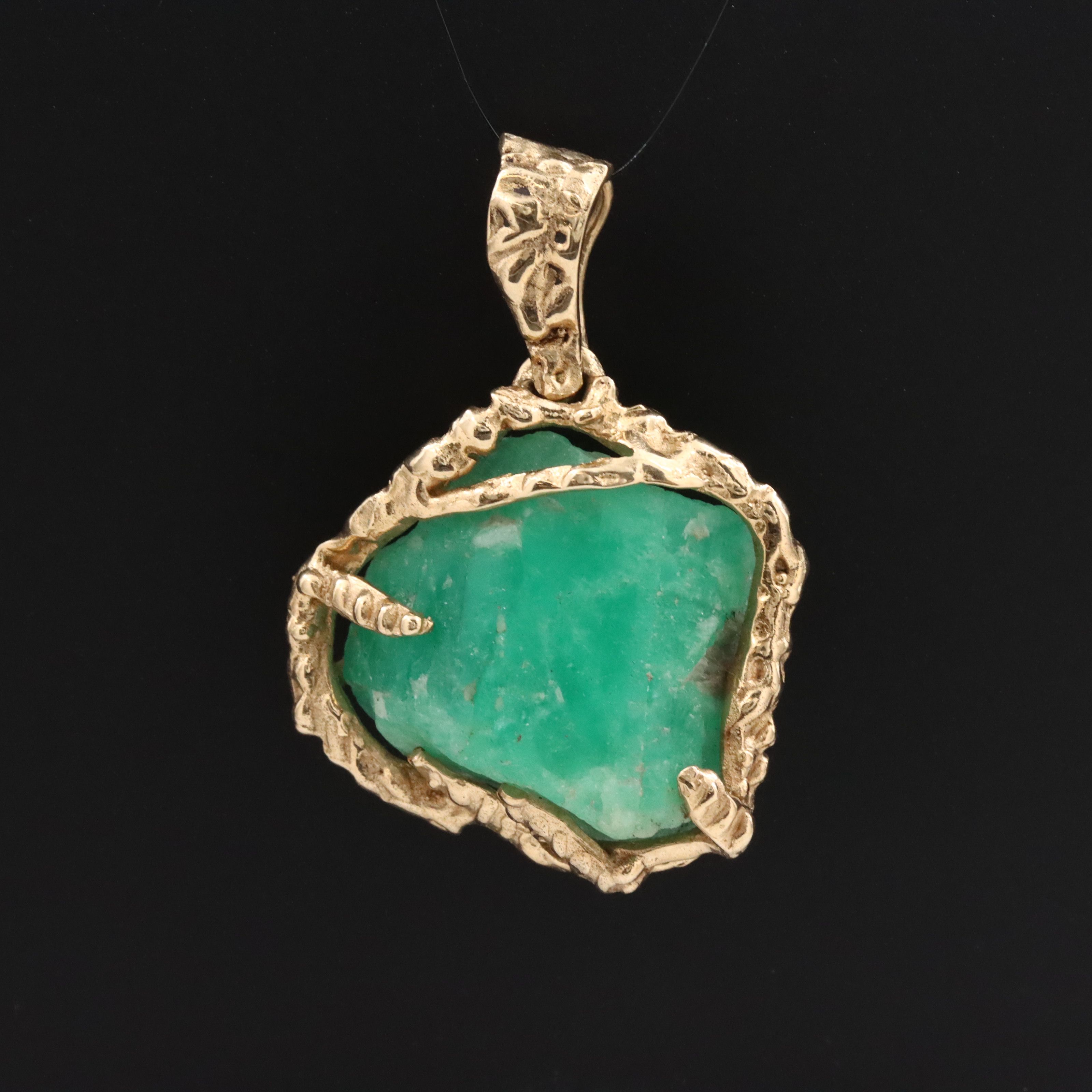 18K Rough Emerald Pendant