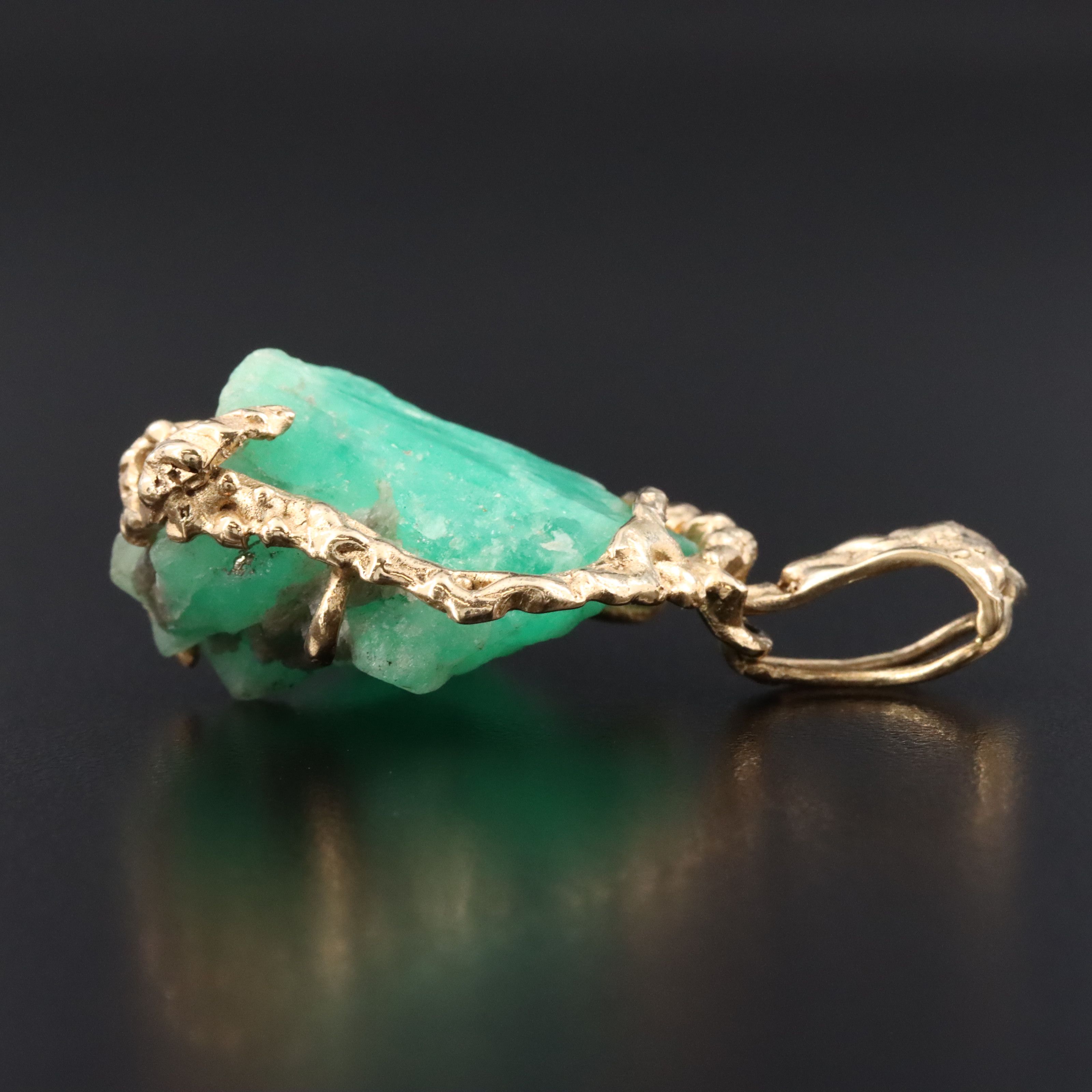 18K Rough Emerald Pendant