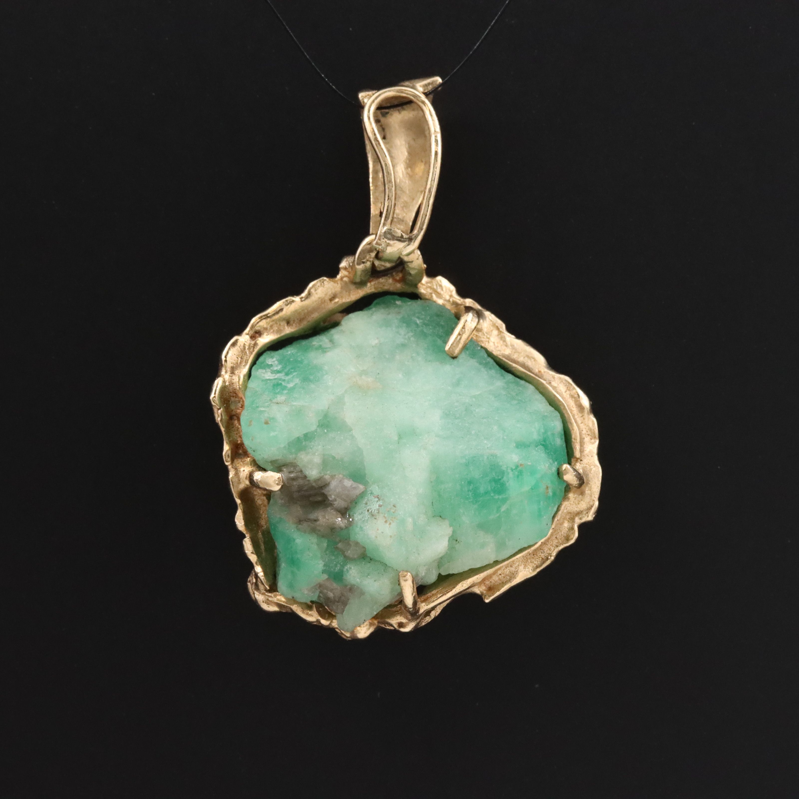 18K Rough Emerald Pendant