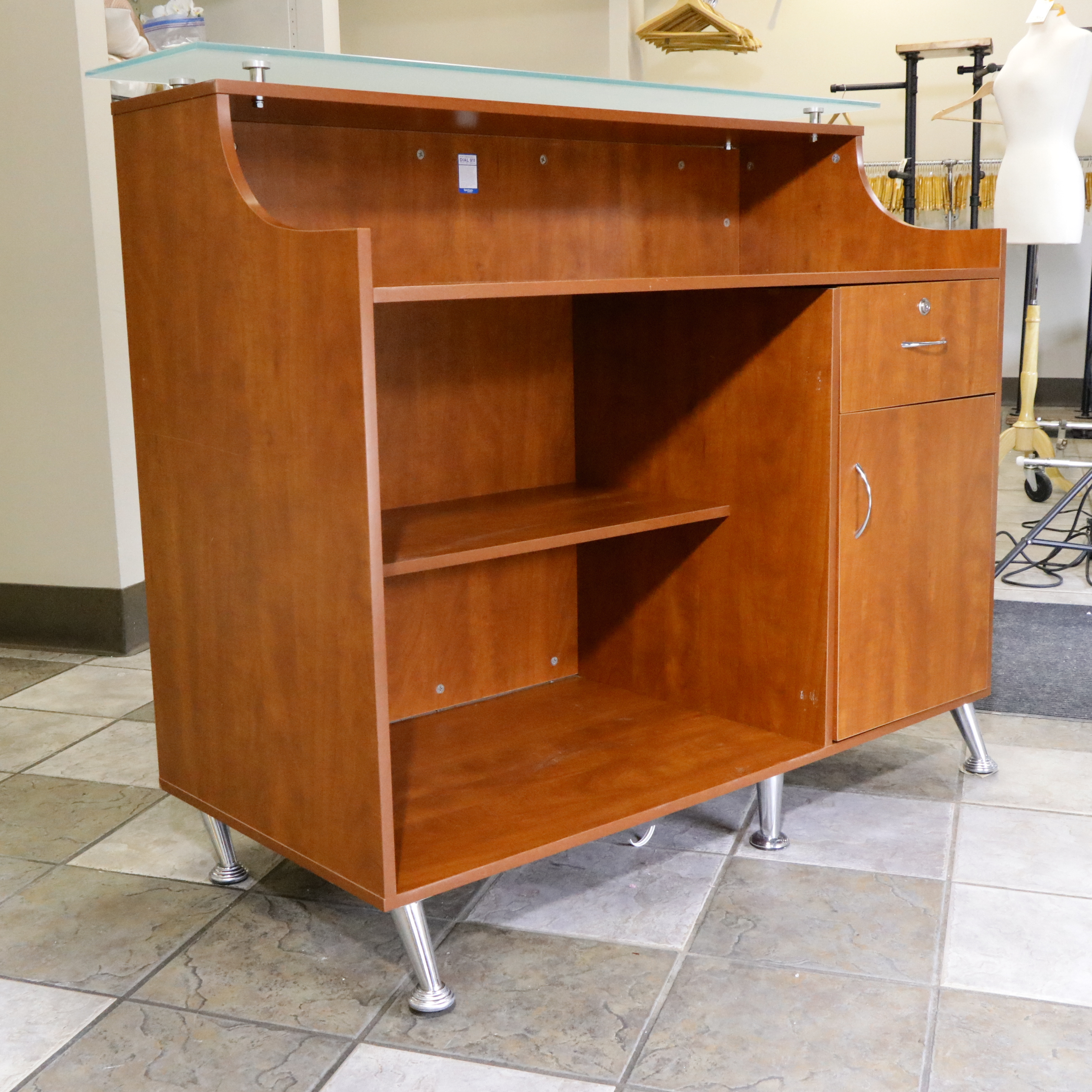 Contemporary Commercial Reception Desk with Glass Reception Desk