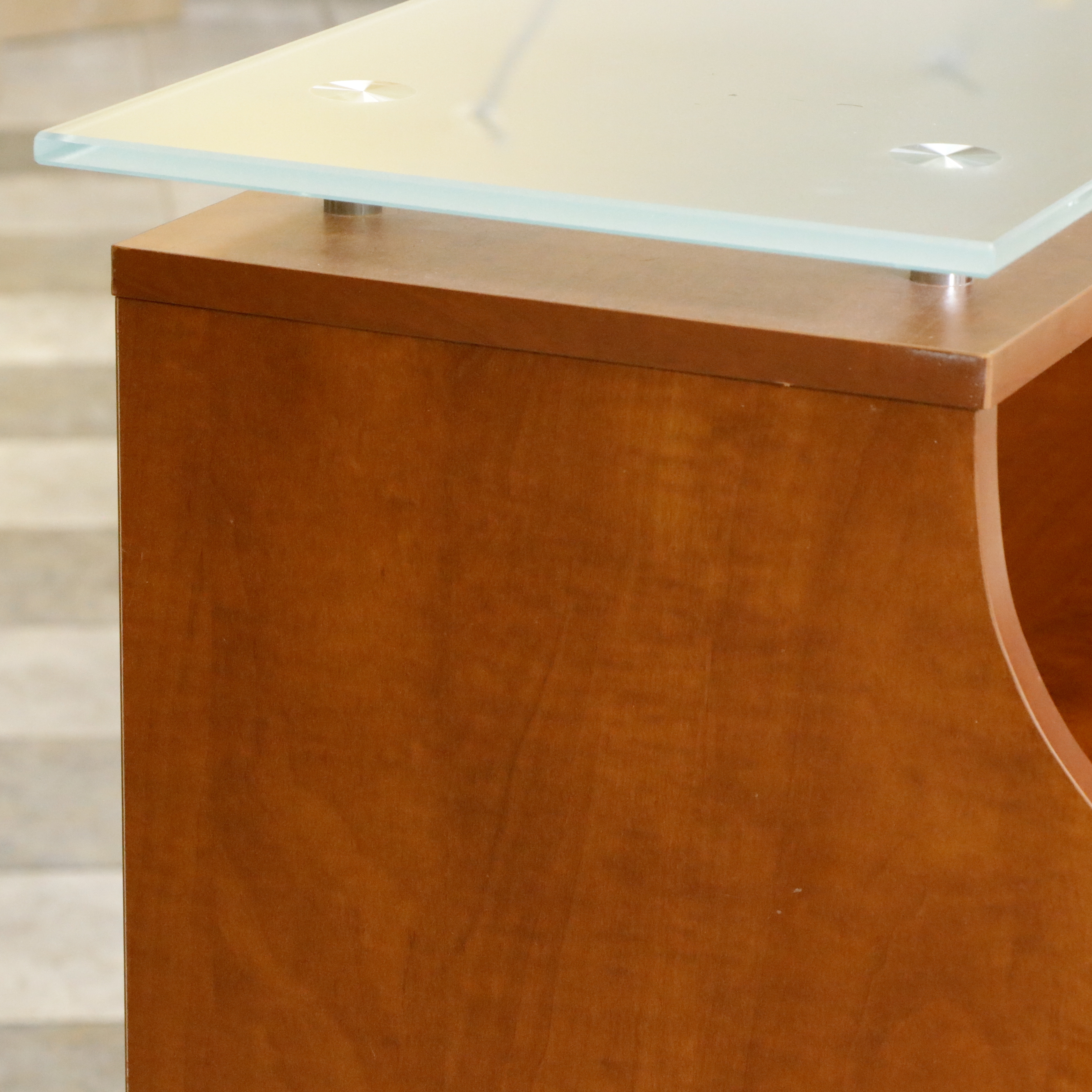 Contemporary Commercial Reception Desk with Glass Reception Desk