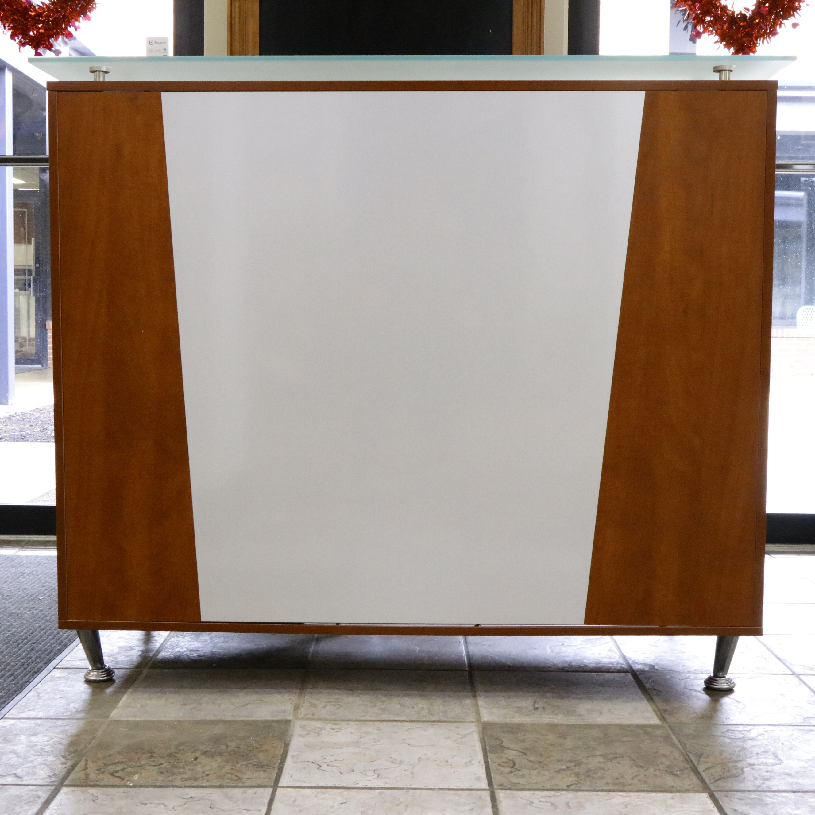 Contemporary Commercial Reception Desk with Glass Reception Desk